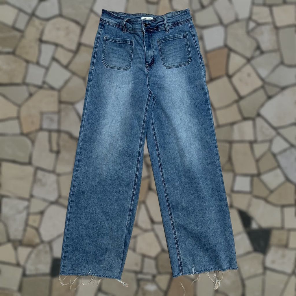 Vintage VINTAGE Oat High Rise Wide Leg Denim Blue Jean Flaw 30” Inseam Women’s 30” Waist Size 30" / US 8 / IT 44 - 1 Thumbnail