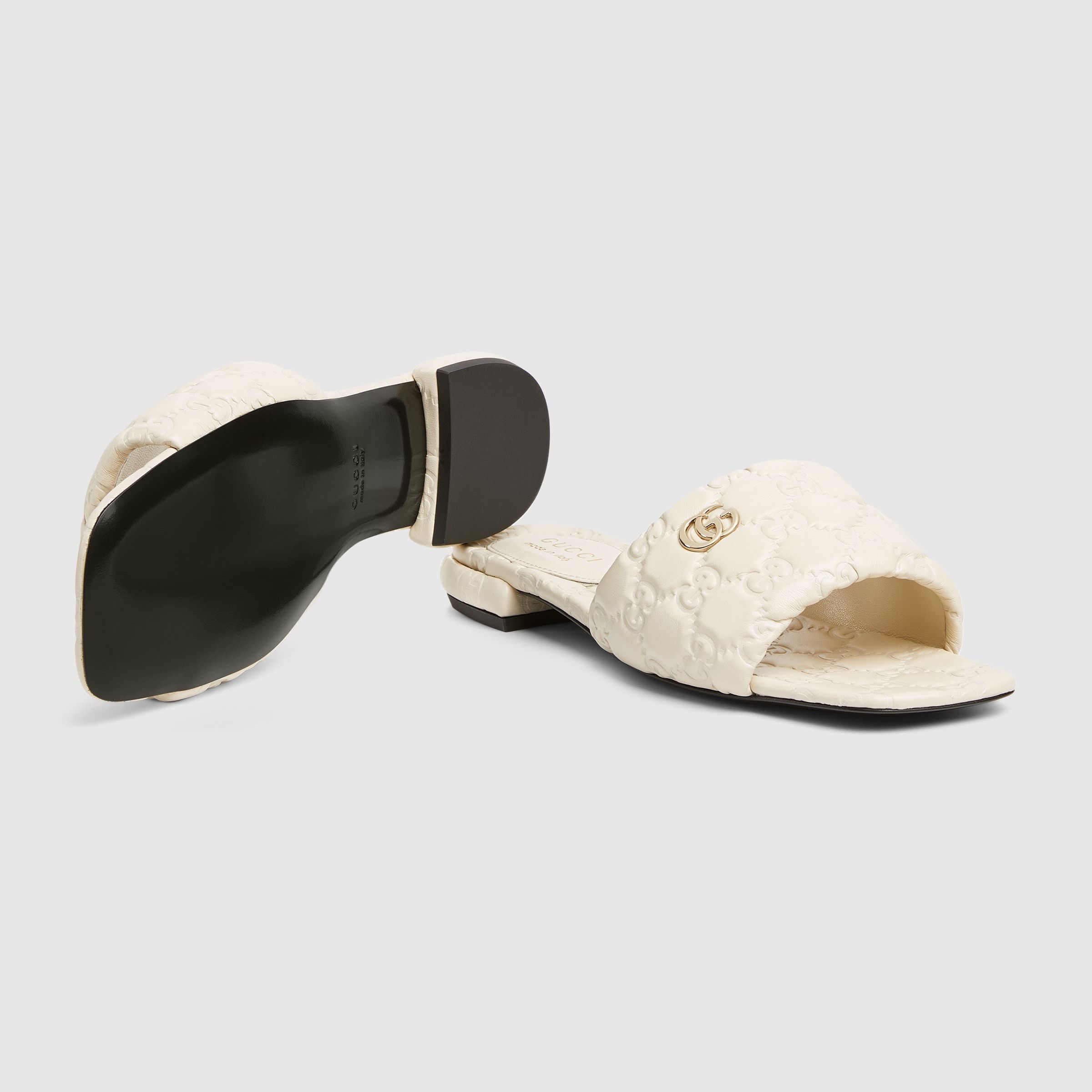 Gucci oc11z1025 Slide Sandals With Double G in Ivory Size US 10 / IT 40 - 6 Thumbnail