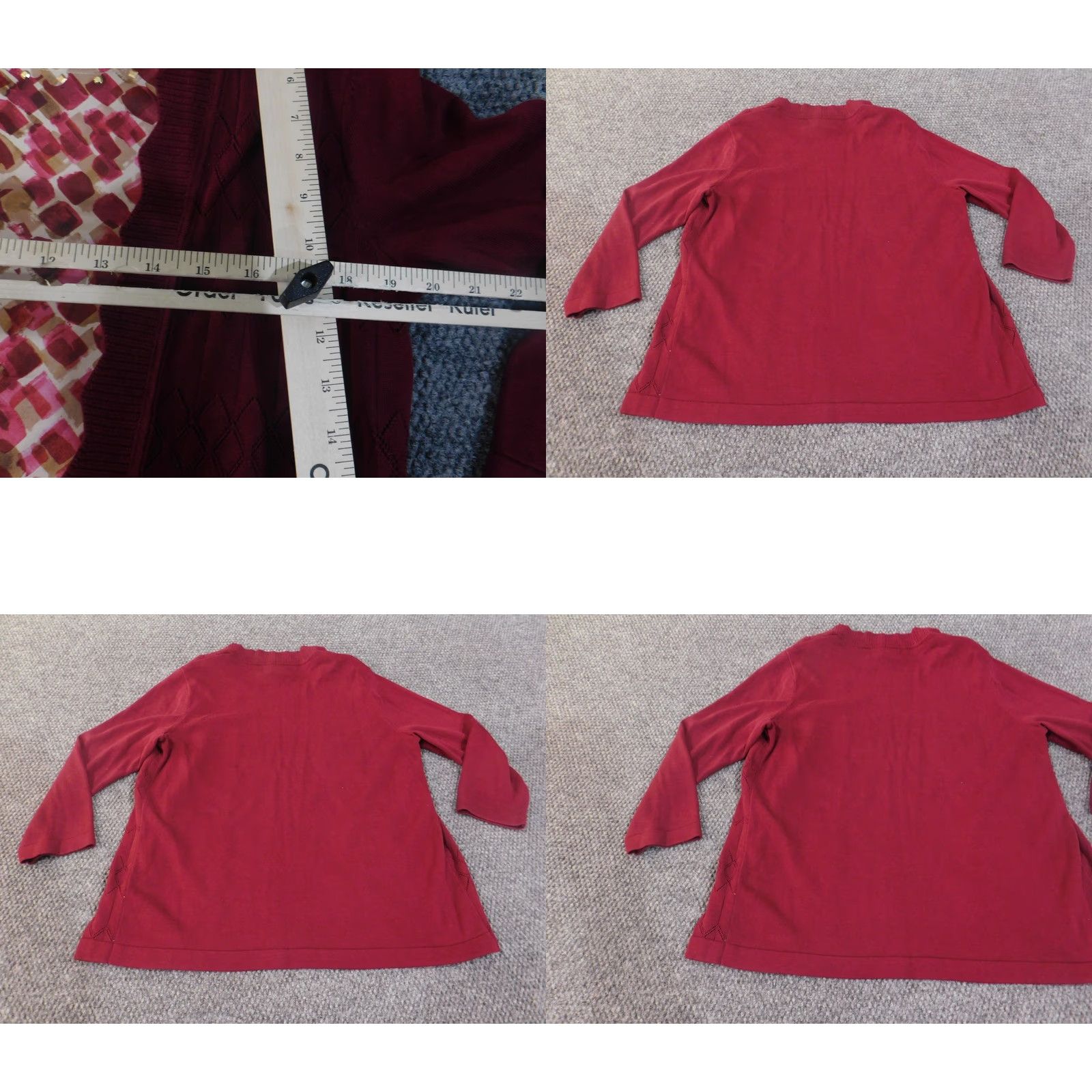 Vintage Alfred Dunner Sweater Cardigan 3/4 Sleeve Womens Small Red Knit Pattern Top Size S / US 4 / IT 40 - 10 Thumbnail