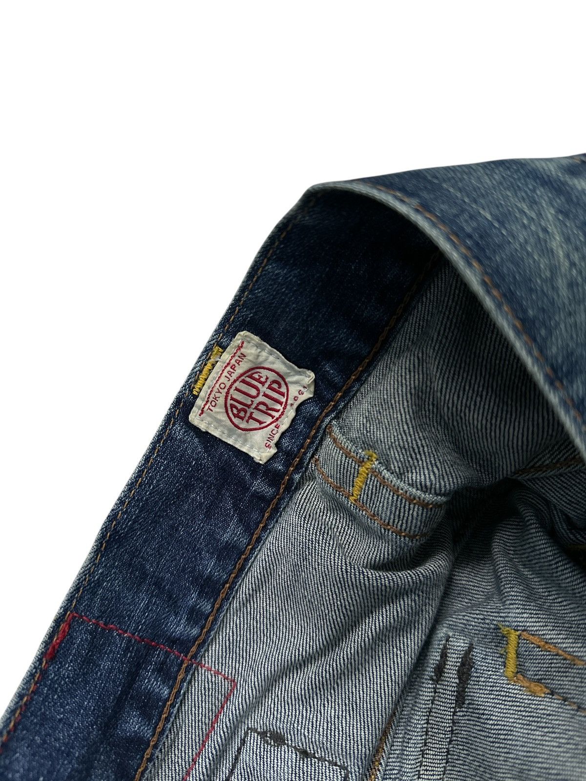 Kapital Flare 💥🎌 90s Style Edwin Blue Trip Buckle Back Size US 33 - 9 Thumbnail