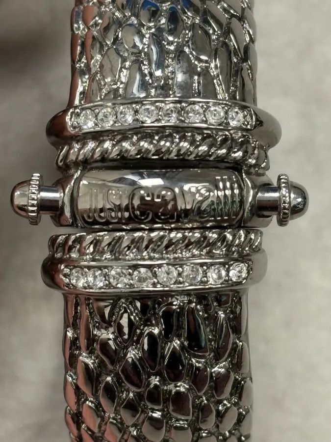 Just Cavalli 2000s Cavalli Crocodile Textured Bangle Bracelet Size ONE SIZE - 6 Thumbnail