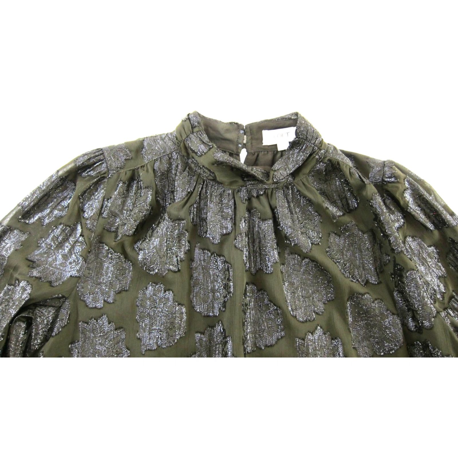 Loft Ann Taylor Loft Dark Green Shimmery High Mock Neck Long Sleeve Dress Medium Size M / US 6-8 / IT 42-44 - 3 Thumbnail