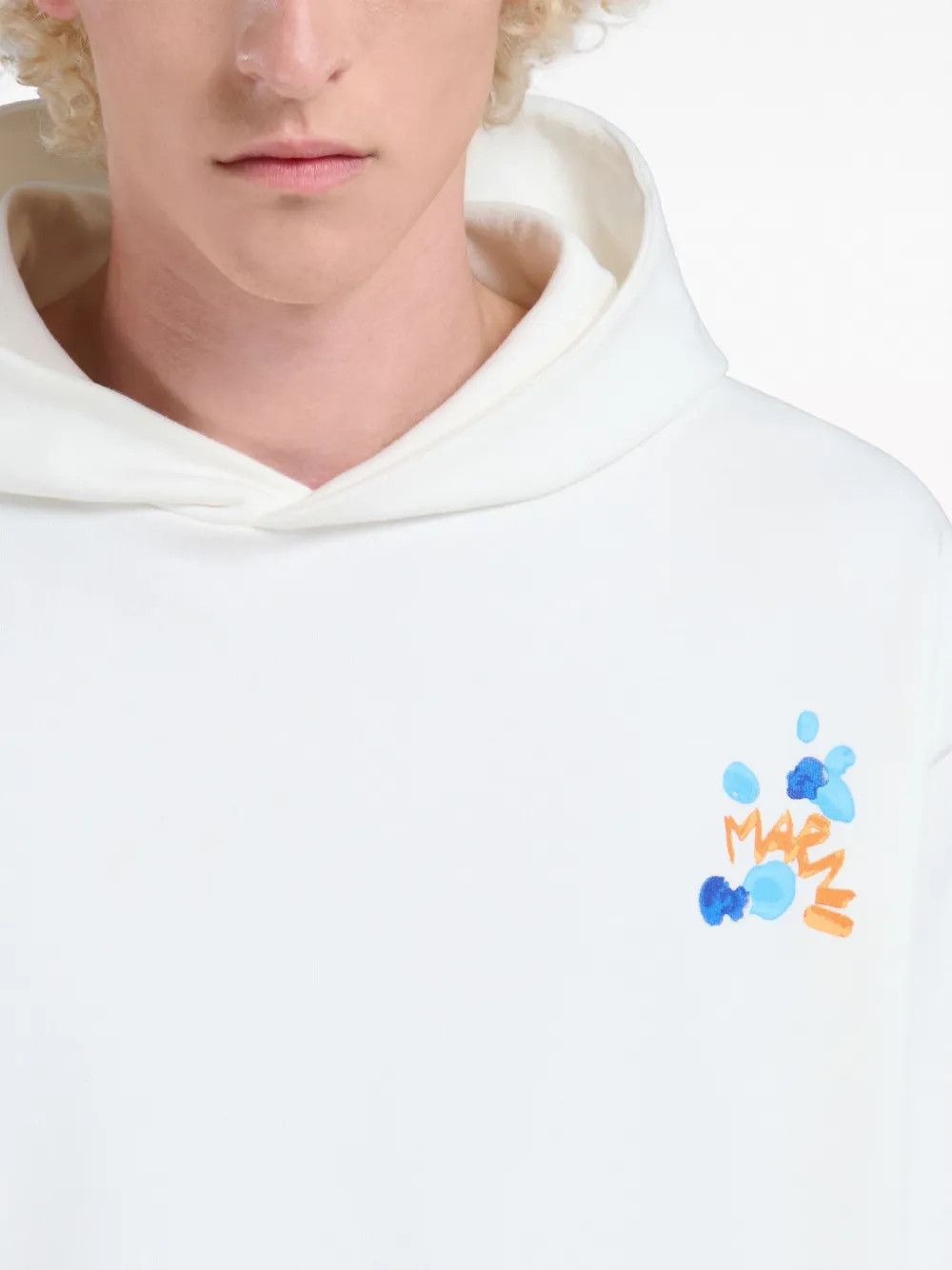 Marni oc11z0525 Logo-Print Cotton Hoodie in White Size US L / EU 52-54 / 3 - 5 Thumbnail