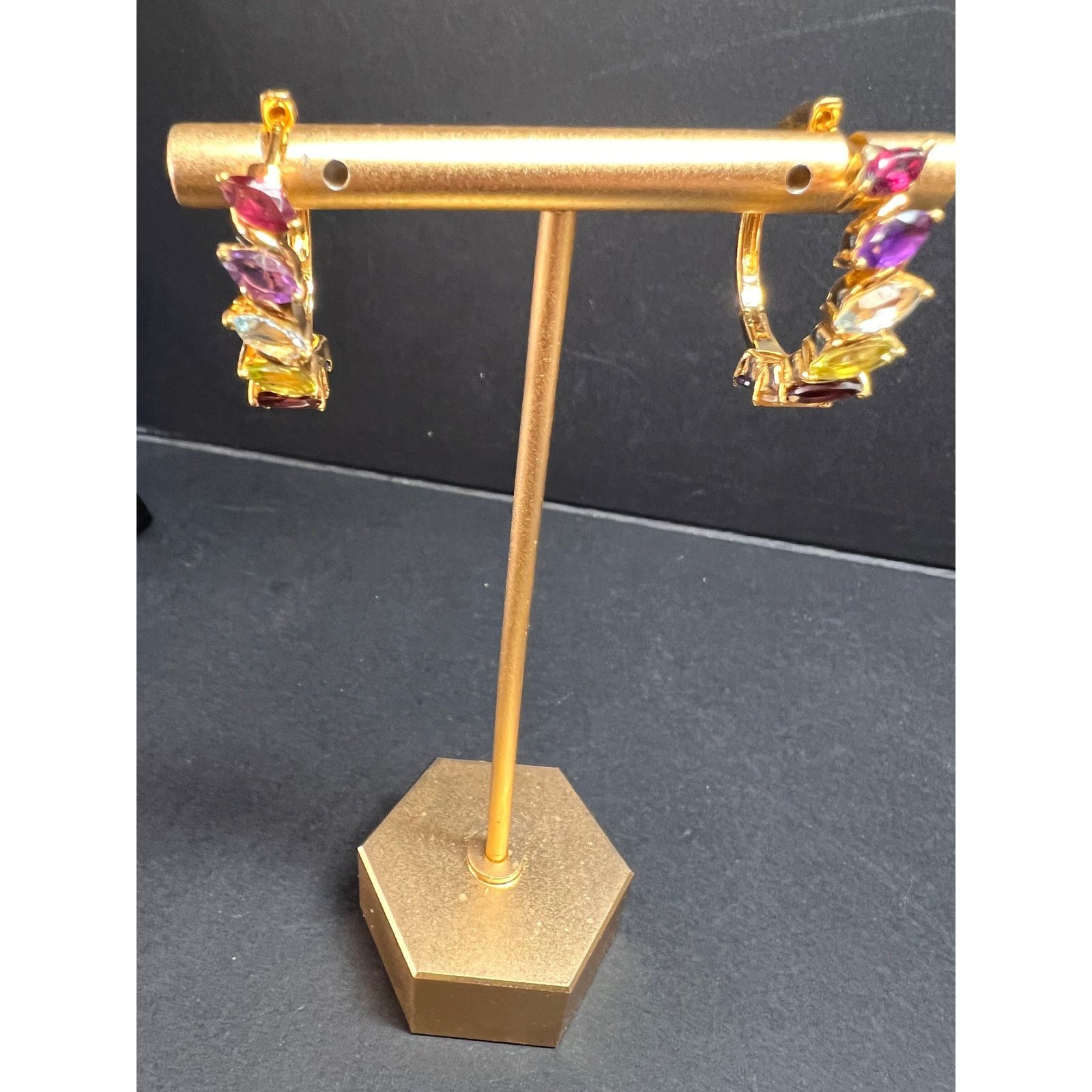 Other NEW multi gemstone hoop earrings in vermeil over 925 silver Size ONE SIZE - 12 Thumbnail