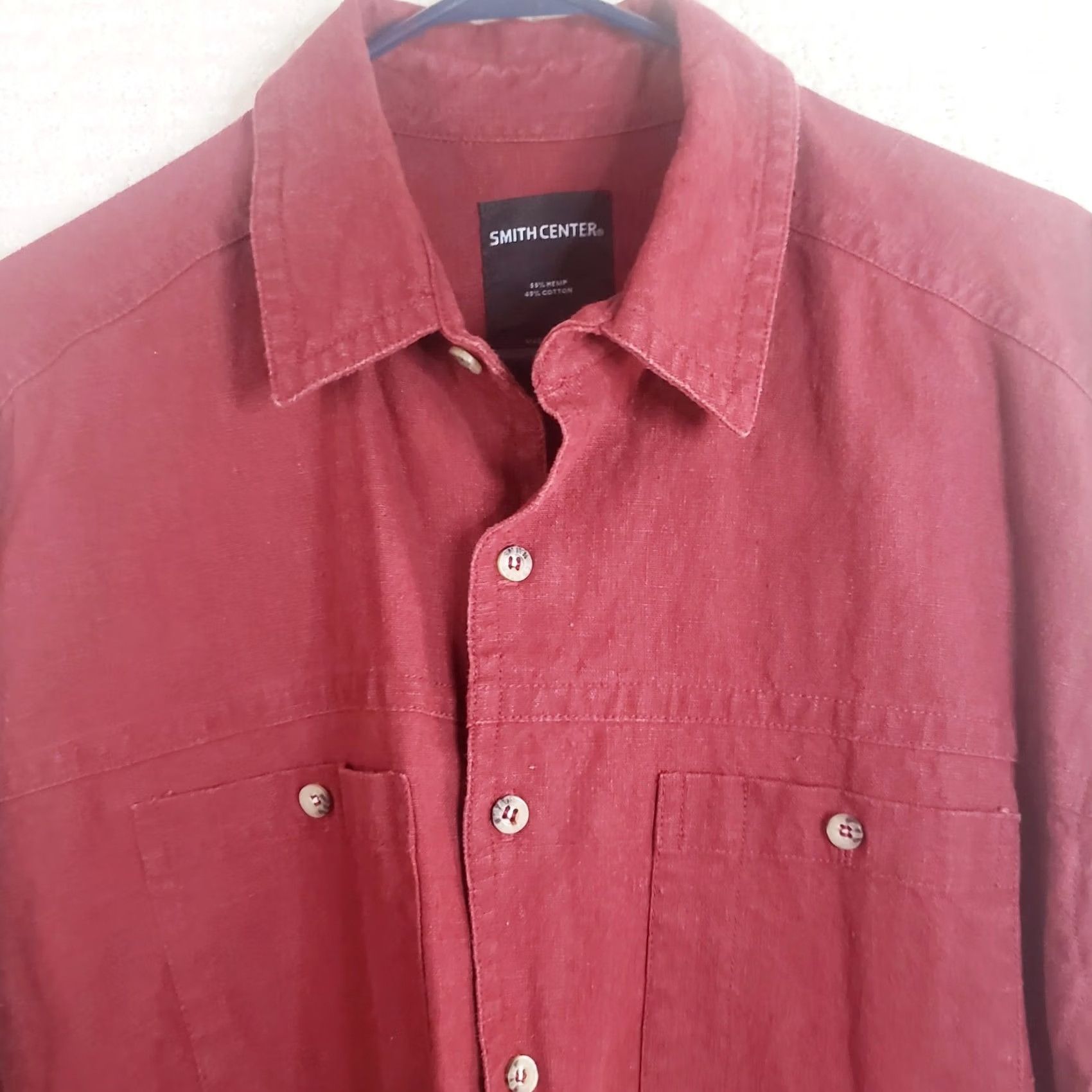 Vintage Smith Center Shirt Mens M Maroon Hemp Heavy USA Breathable Outdoor Natural Fiber Shirt Size US M / EU 48-50 / 2 - 3 Thumbnail