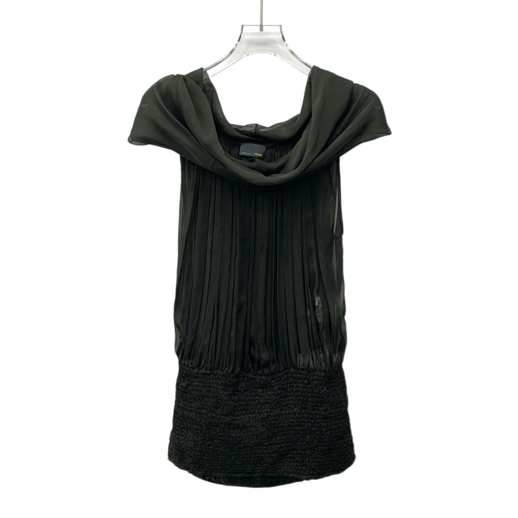 Fendi Fendi Dark Green Pleated One-Shoulder Sleeveless Mulberry Si Size S / US 4 / IT 40 - 1 Thumbnail