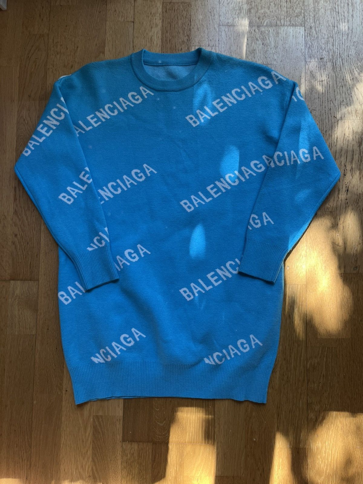 Balenciaga Knitted Wool Sweater in Blue