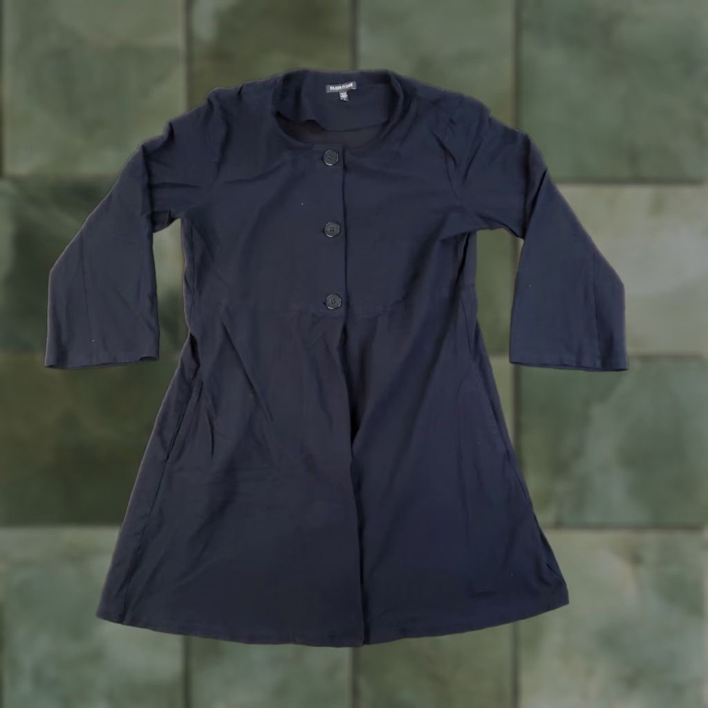 Eileen Fisher Eileen Fisher Jacket Black Small Button Front 3/4 Sleeve Stretch J1257M Womens Size S / US 4 / IT 40 - 1 Thumbnail