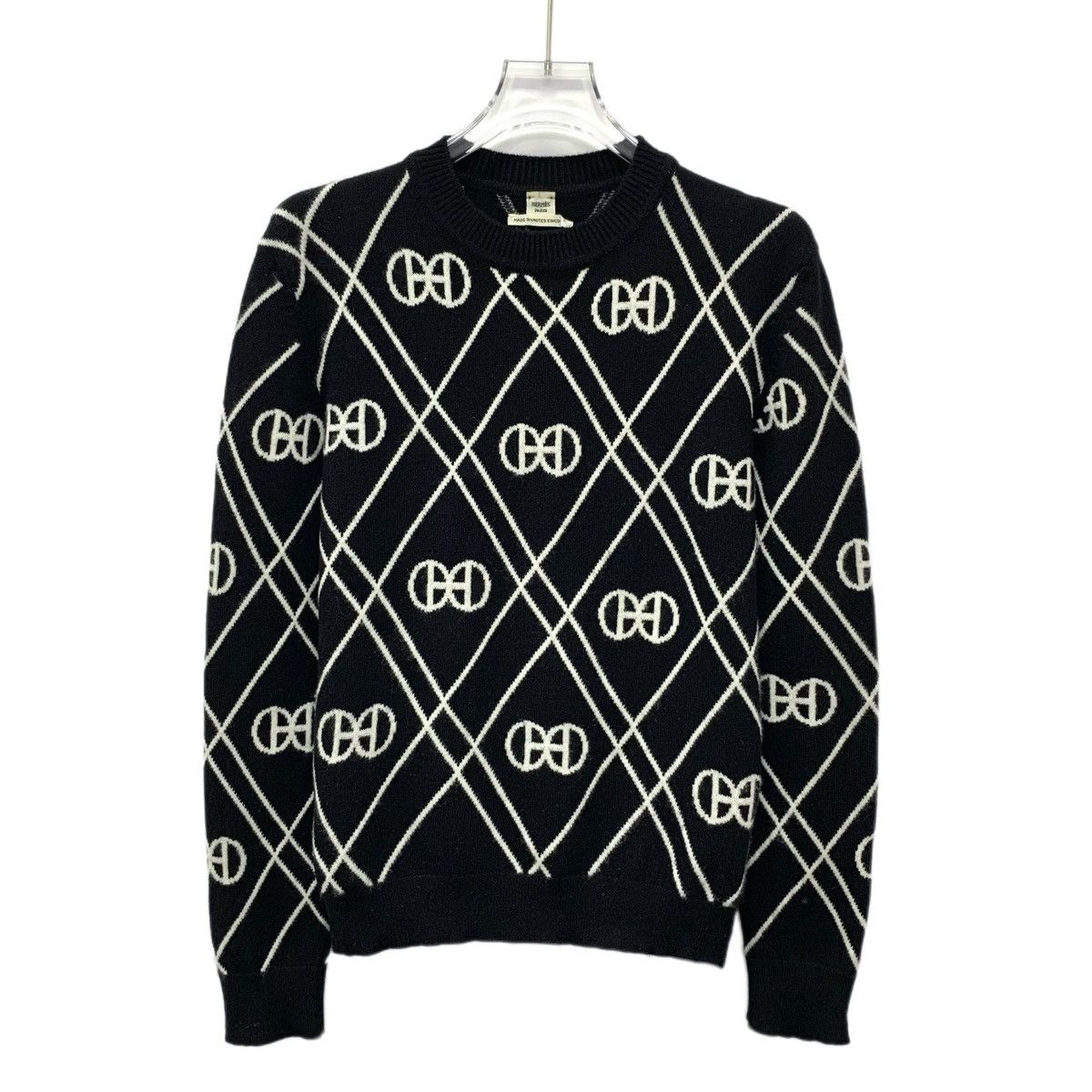 Hermes Hermes Black Lattice Jacquard Long Sleeve Knitwear K26WX Size XS / US 0-2 / IT 36-38 - 1 Thumbnail