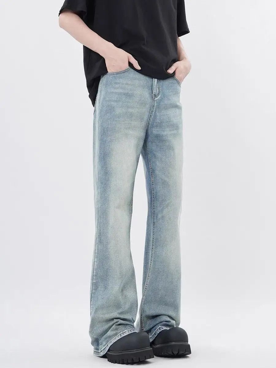 Japanese Brand Retro straight tube micro flared blue jeans Size US 32 / EU 48 - 2 Thumbnail