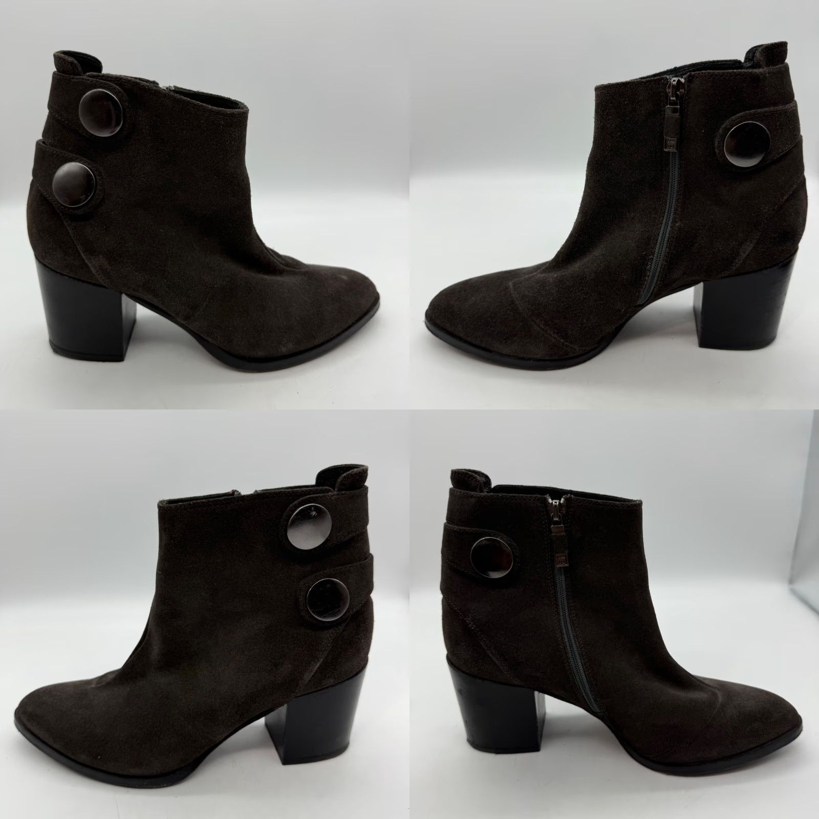 Vintage Alberto Fermani Womens Suede Ankle Boots Sz 39 9 Brown/Gray Zipper Bootie Leather Sole Boots Size US 9 / IT 39 - 8 Thumbnail