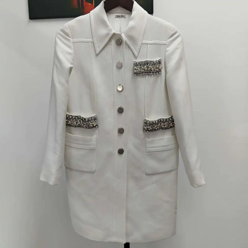 Miu Miu Miu Miu Women's White Spring Jacket with Detail 0089 Size L / US 10 / IT 46 - 1 Thumbnail