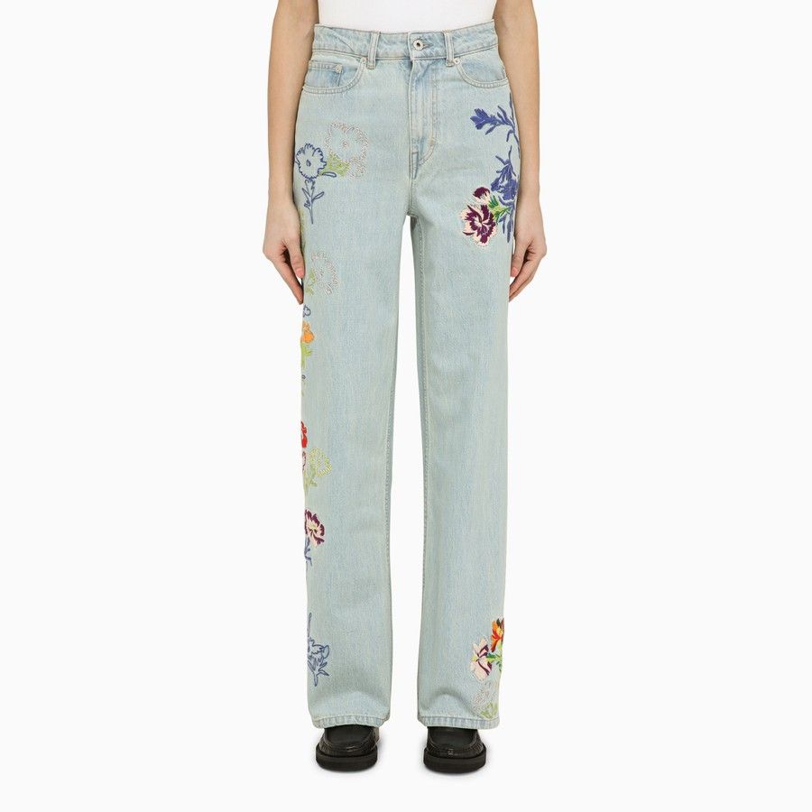 Kenzo o1d2blof0824 Jeans With Denim Flower Embroidery Size 25" / US 0 / IT 36 - 1 Thumbnail