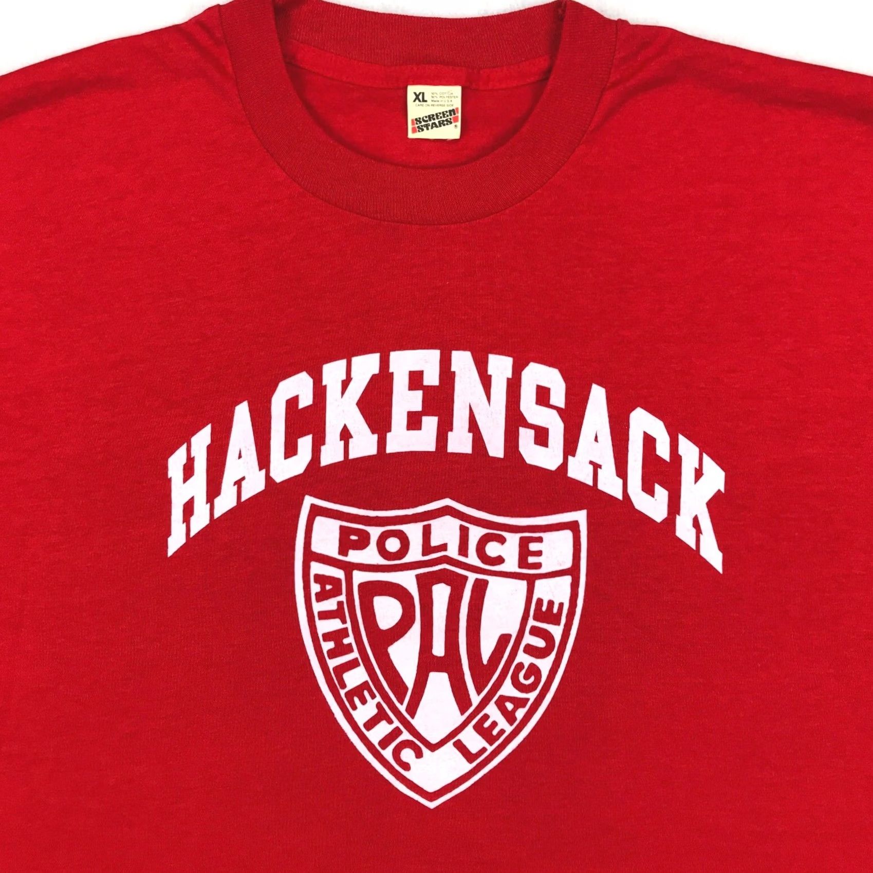 Vintage VINTAGE Screen Stars T-Shirt Mens L Red 80s 90s Police Athletic League NOS Hackensack NJ Shirt Short Sleeve Crew Neck Size US L / EU 52-54 / 3 - 2 Thumbnail