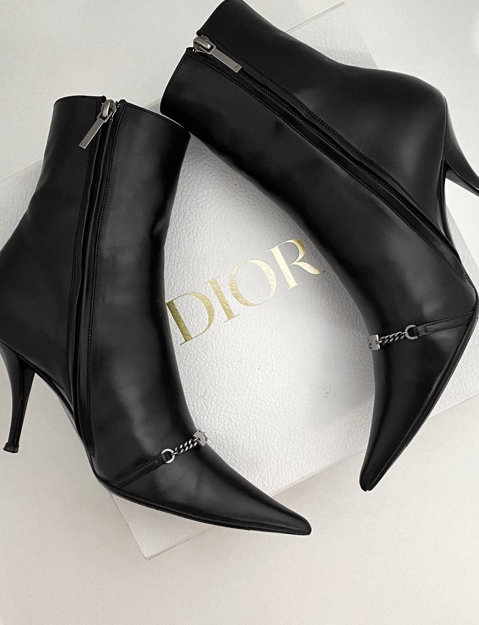 Dior Dior x Galliano Chain Logo Black Leather Archive Boots Y2K Size US 6.5 / IT 36.5 - 6 Thumbnail