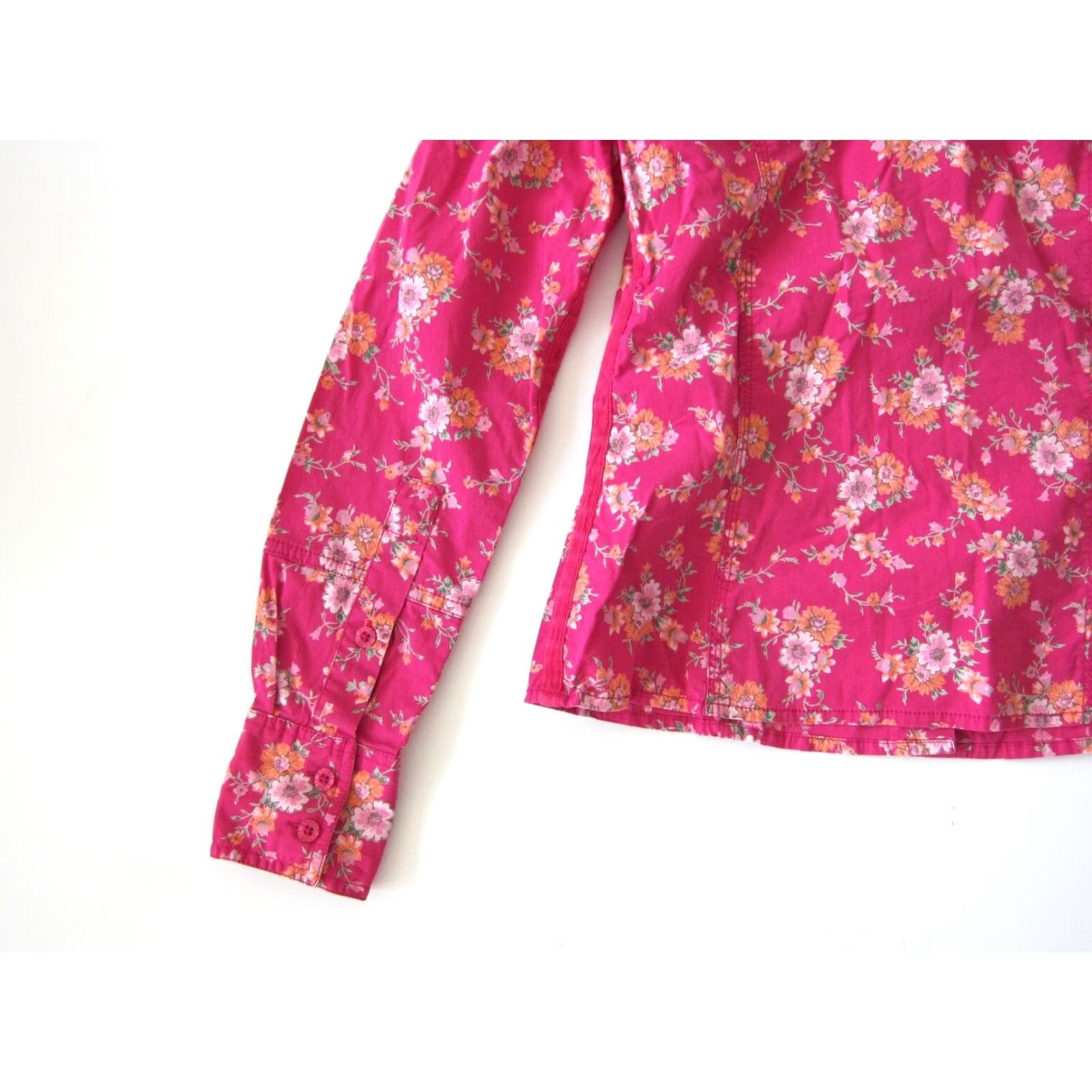 Esprit Esprit Cotton Stretch Floral Pink Green Long Sleeve Western Blouse XS Vintage Women Collared Shirt Grated? Size XS / US 0-2 / IT 36-38 - 6 Thumbnail