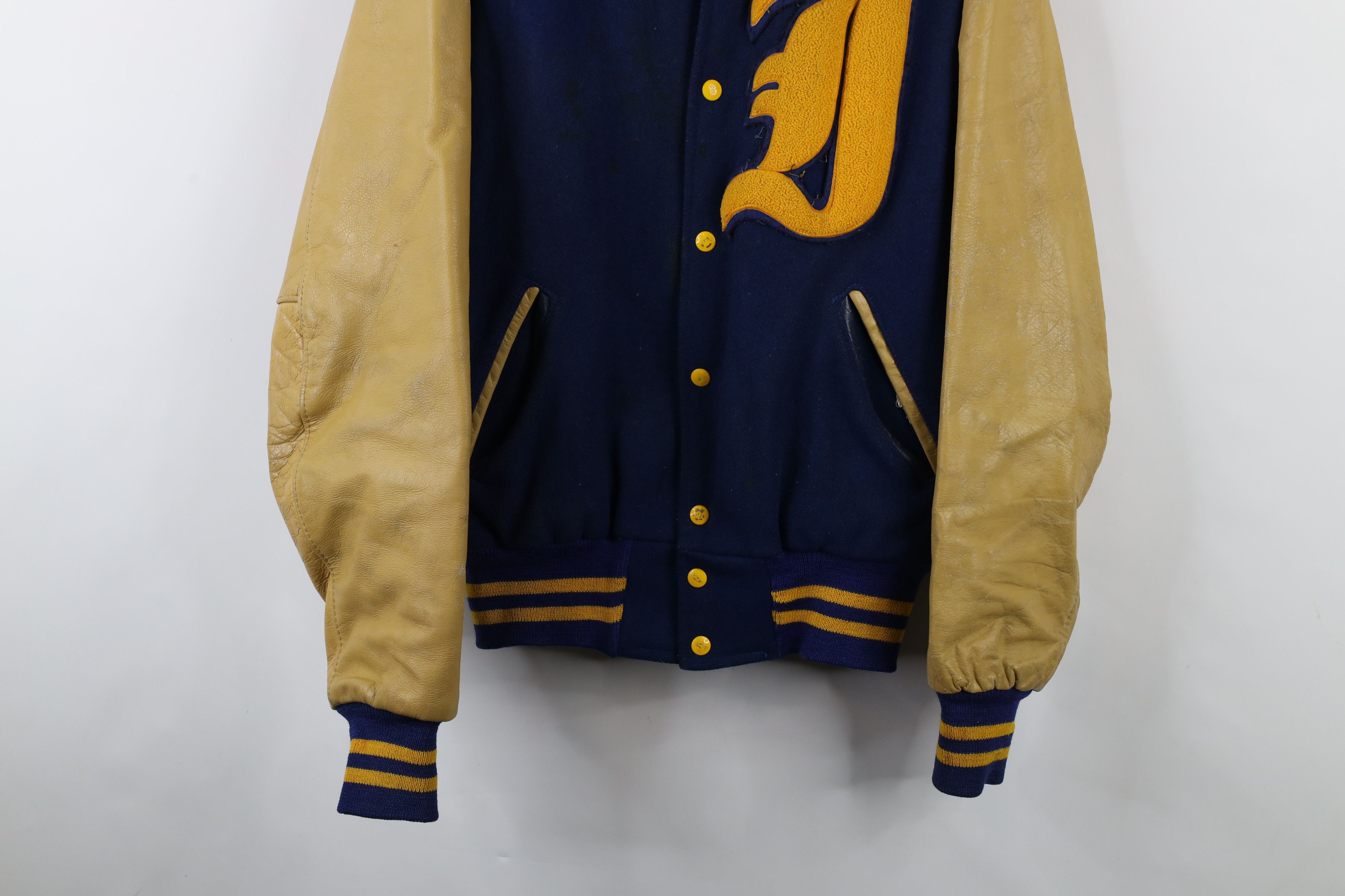 Vintage Vintage 70s Streetwear Leather Varsity Letterman Jacket USA Size US XL / EU 56 / 4 - 3 Thumbnail
