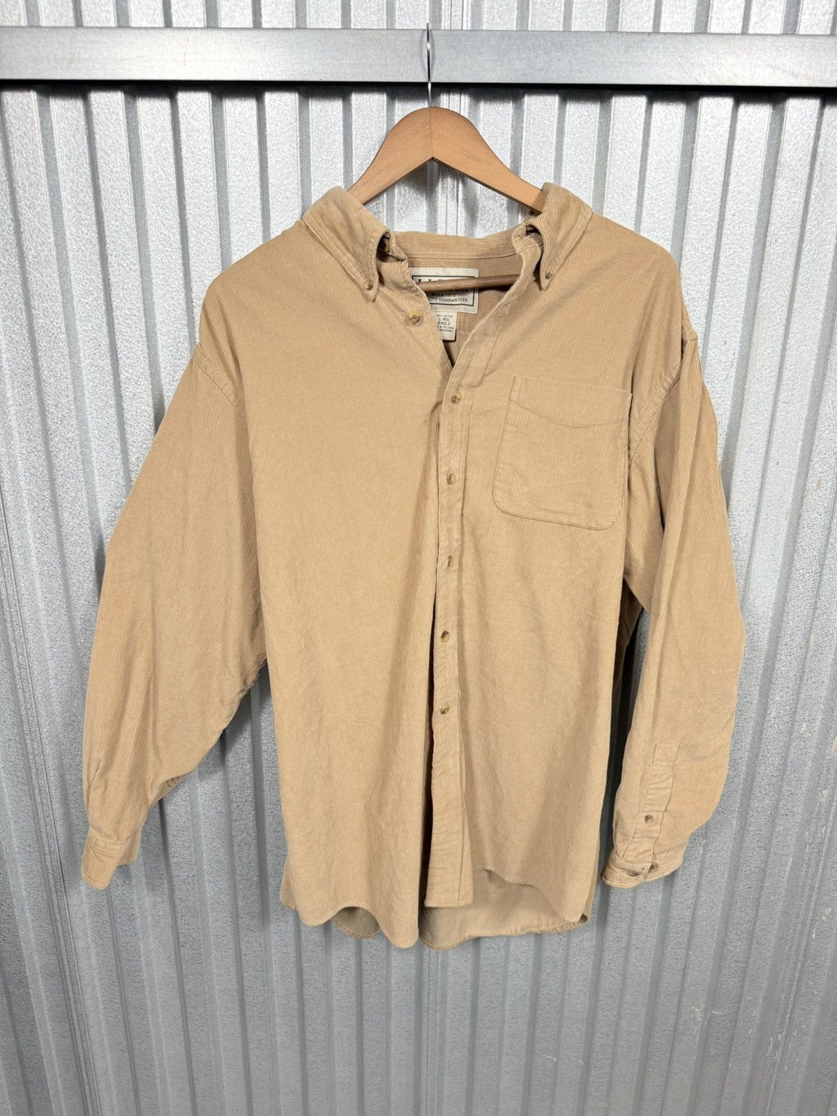 L.L. Bean 90s Vintage LL Bean corduroy Beige Button Up Western Shirt Size US L / EU 52-54 / 3 - 6 Thumbnail