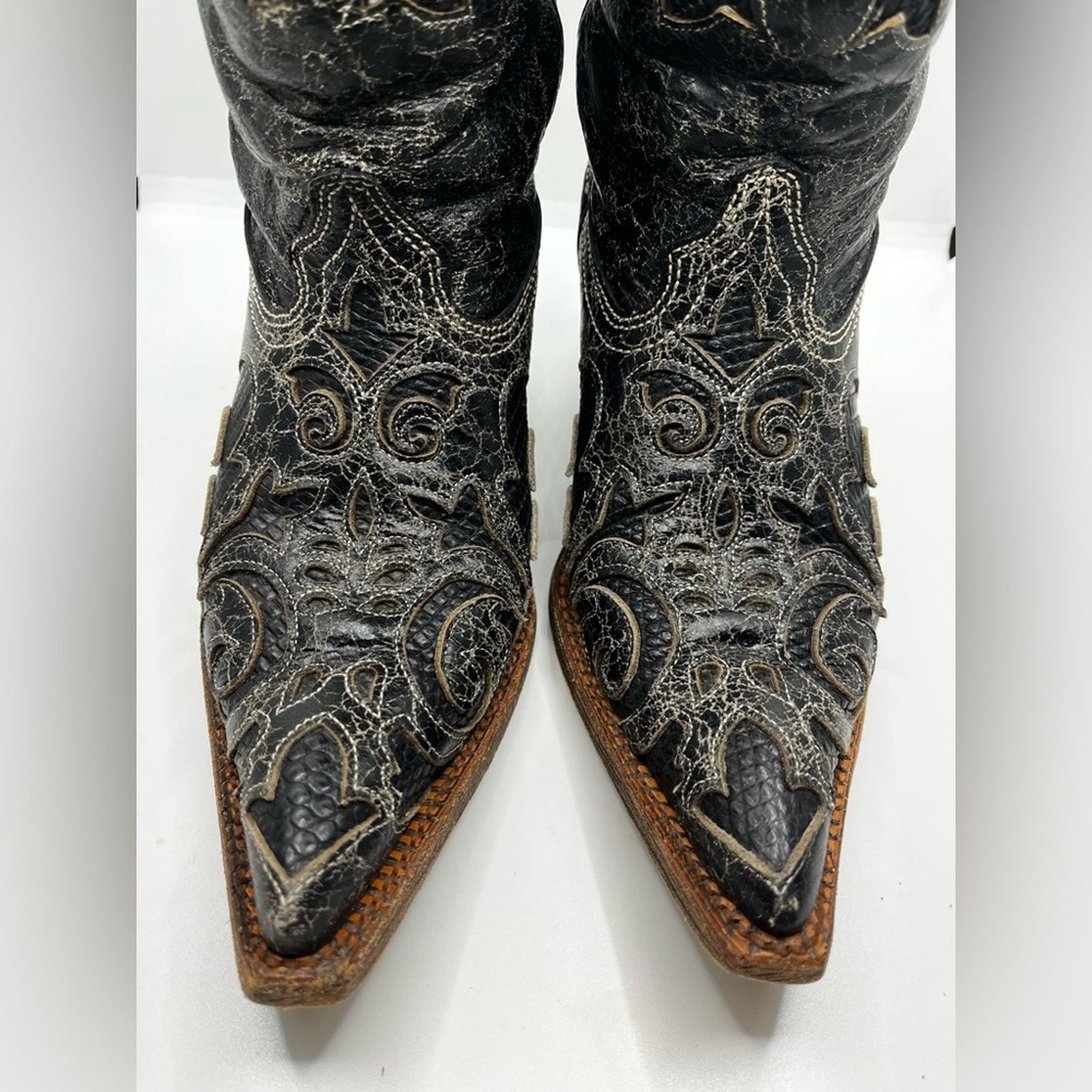 Other Lizard overlay Leather Cowgirl Boots Size US 6 / IT 36 - 11 Thumbnail