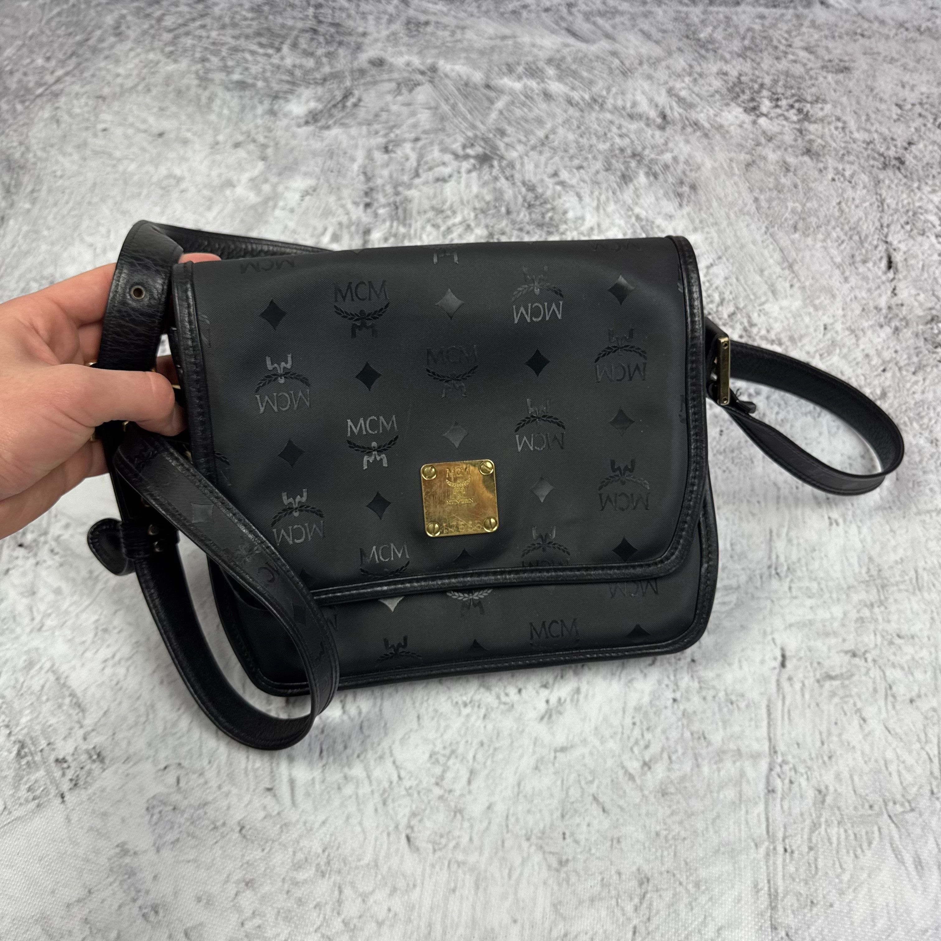 MCM MCM Munich Noir Visetos Adjustable Strap Crossbody Bag Size ONE SIZE - 1 Thumbnail