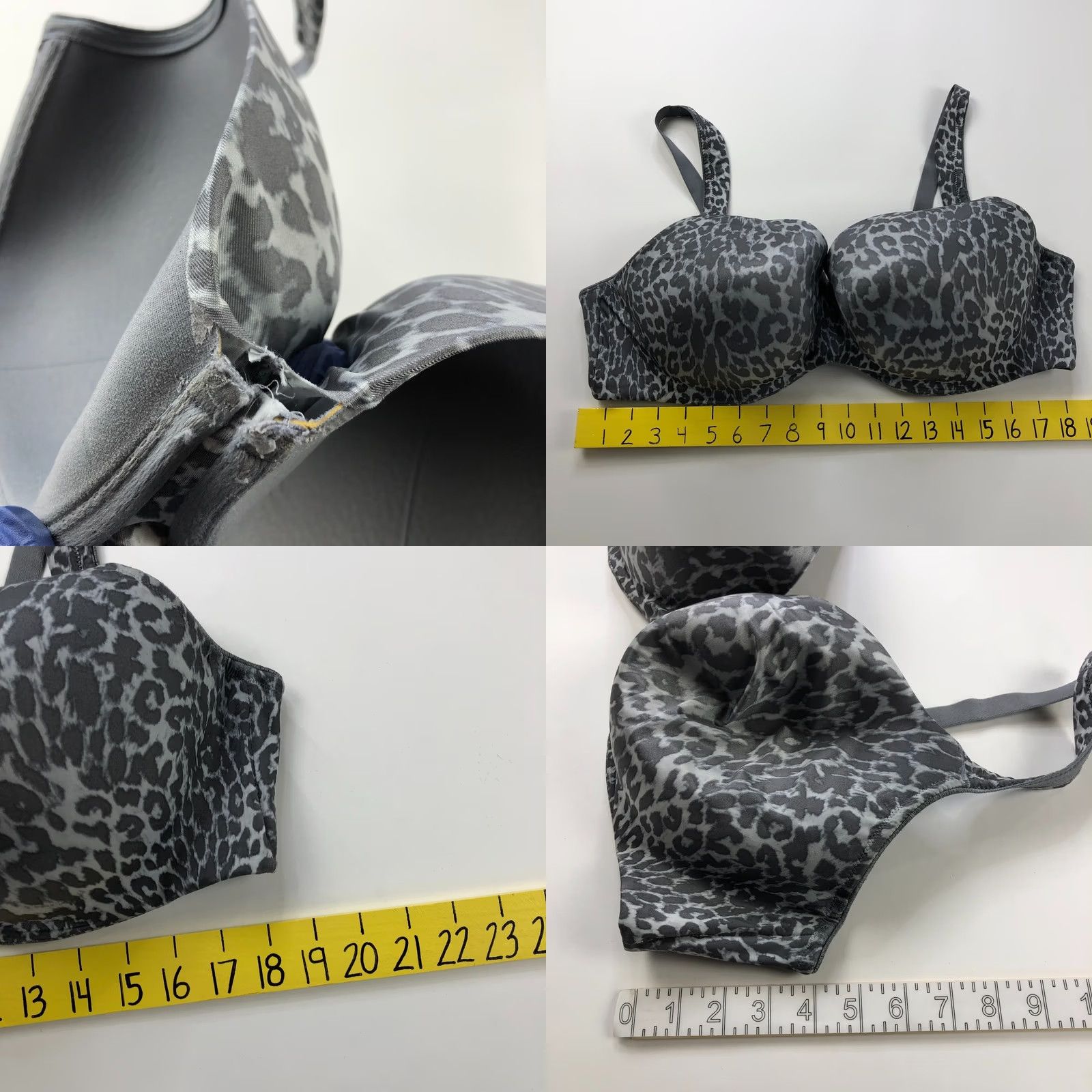 Vintage Soma Bra Underwired Padded 42DDD Gray Leopard Cheetah Full Coverage Push Up Size ONE SIZE - 9 Thumbnail