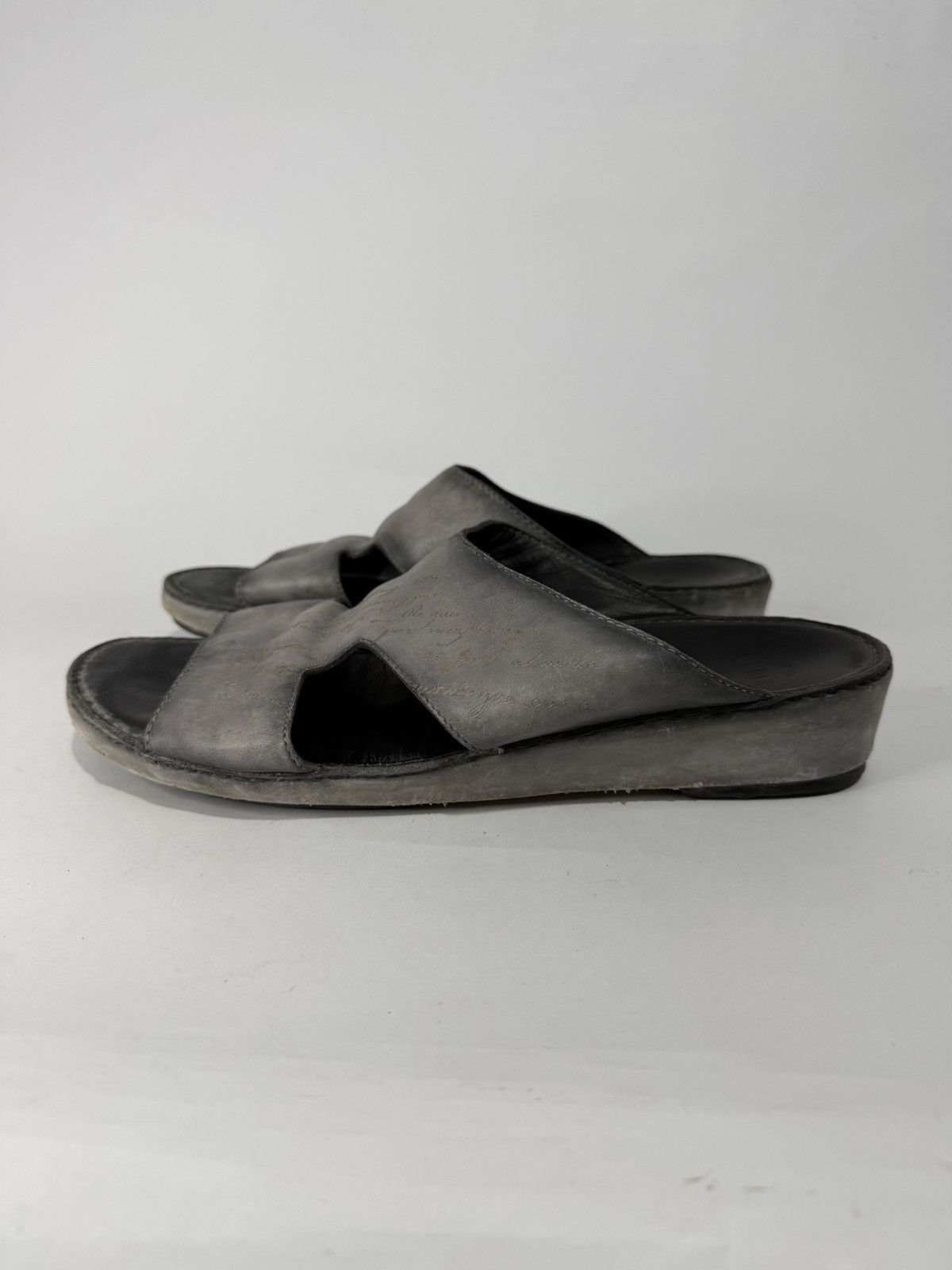 Berluti Berluti Gray Leather Slide Sandals Middle East Exclusive Size US 12 / EU 45 - 1 Thumbnail