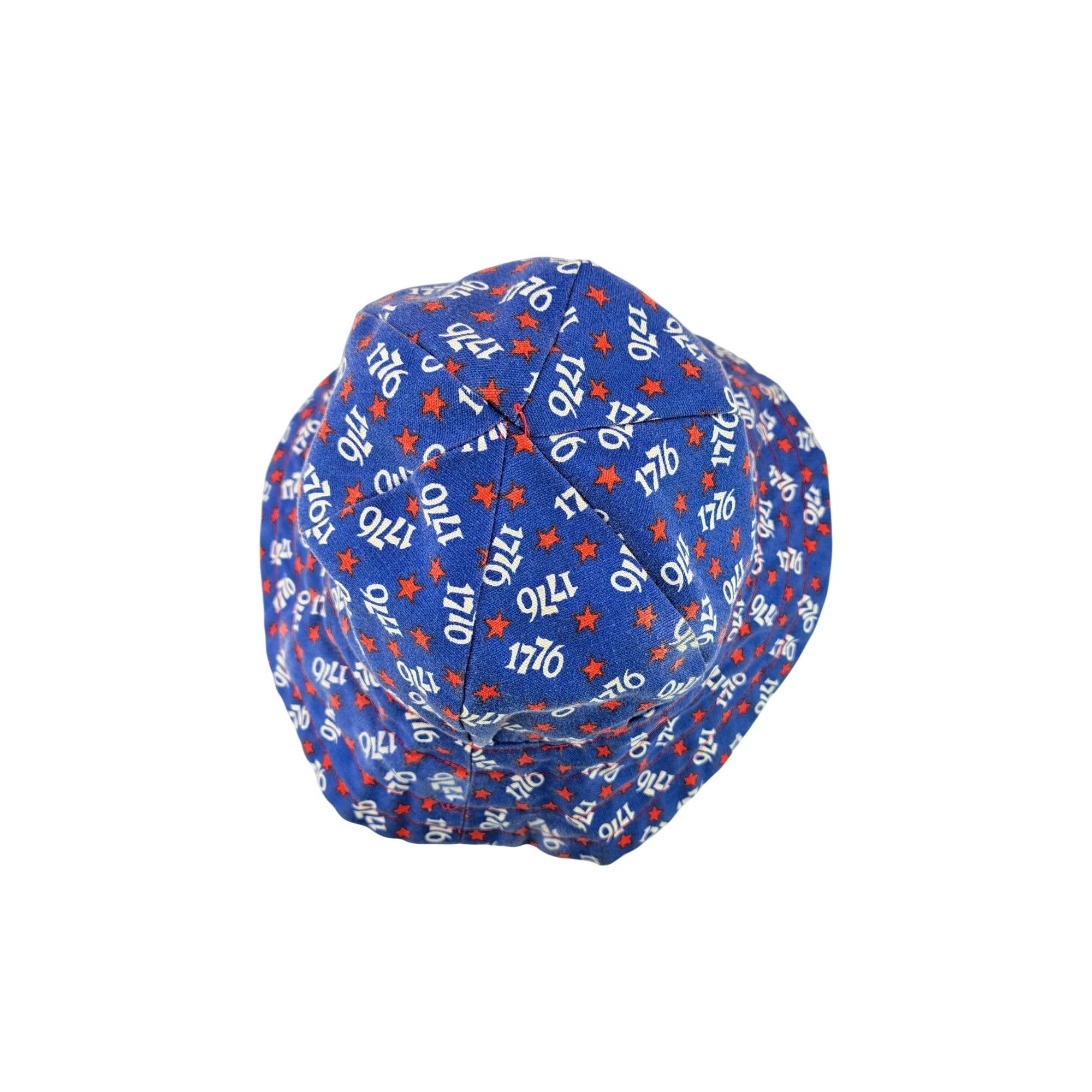 Handmade Vintage Patriotic Bucket Hat Blue Red Stars 1776 USA Adult Size ONE SIZE - 7 Thumbnail