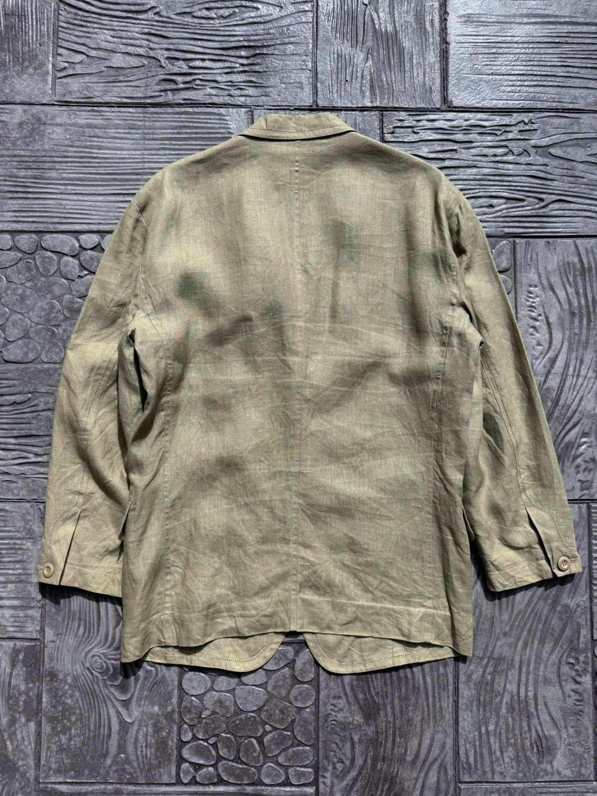 Issey Miyake Issey Miyake Tailored Linen Laurel Green Blazer Jacket Size 38R - 11 Thumbnail