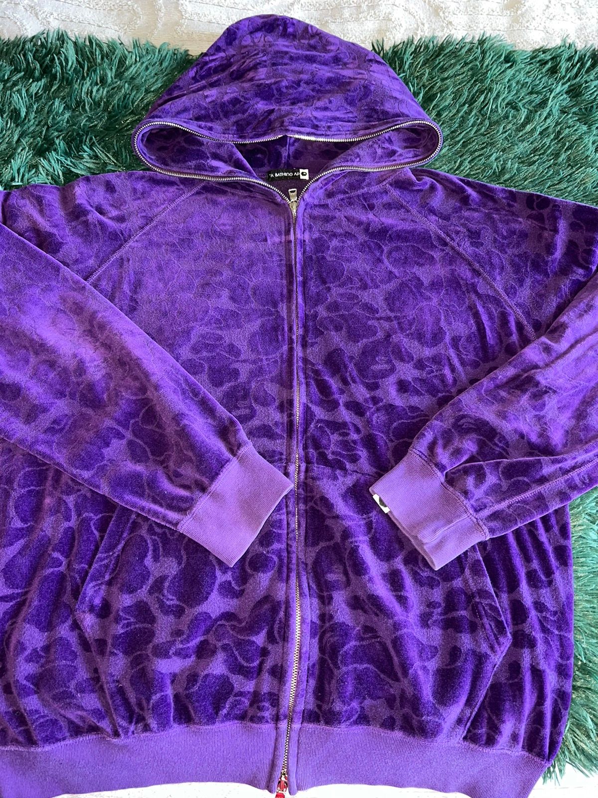 Pre-owned Bape X Vintage Velour A Bathing Ape Zip-up Hoodie In Purple