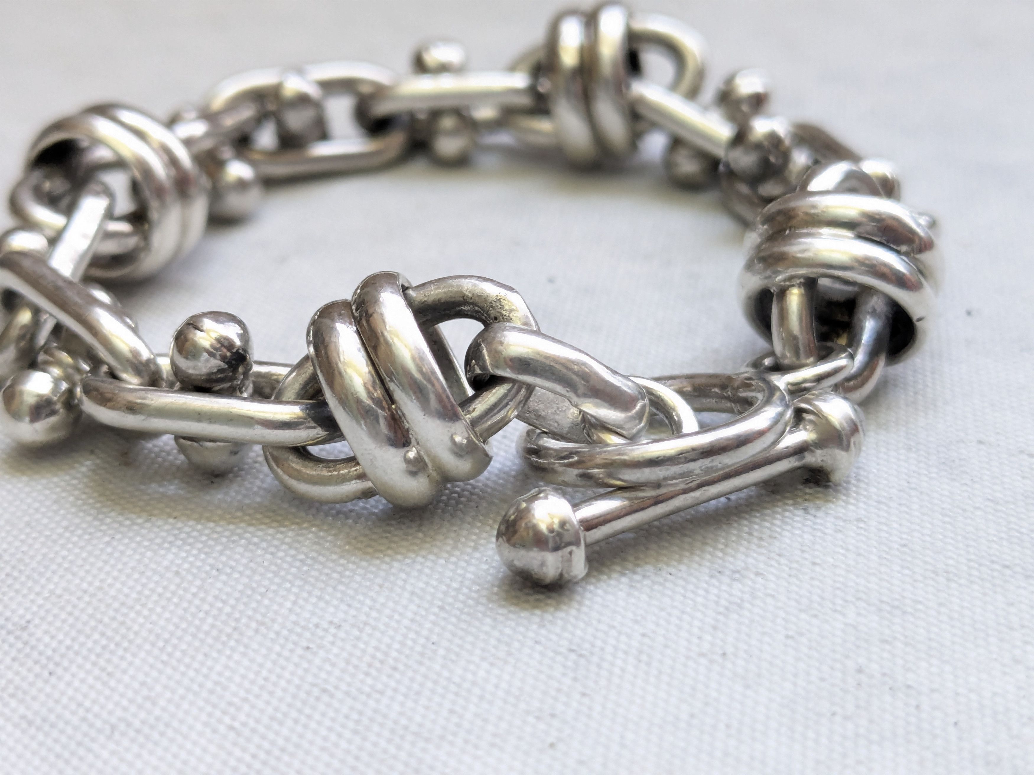 Jewelry Sterling Silver Bracelet DNA Knot 6.25" Biker Heavy Size ONE SIZE - 7 Thumbnail