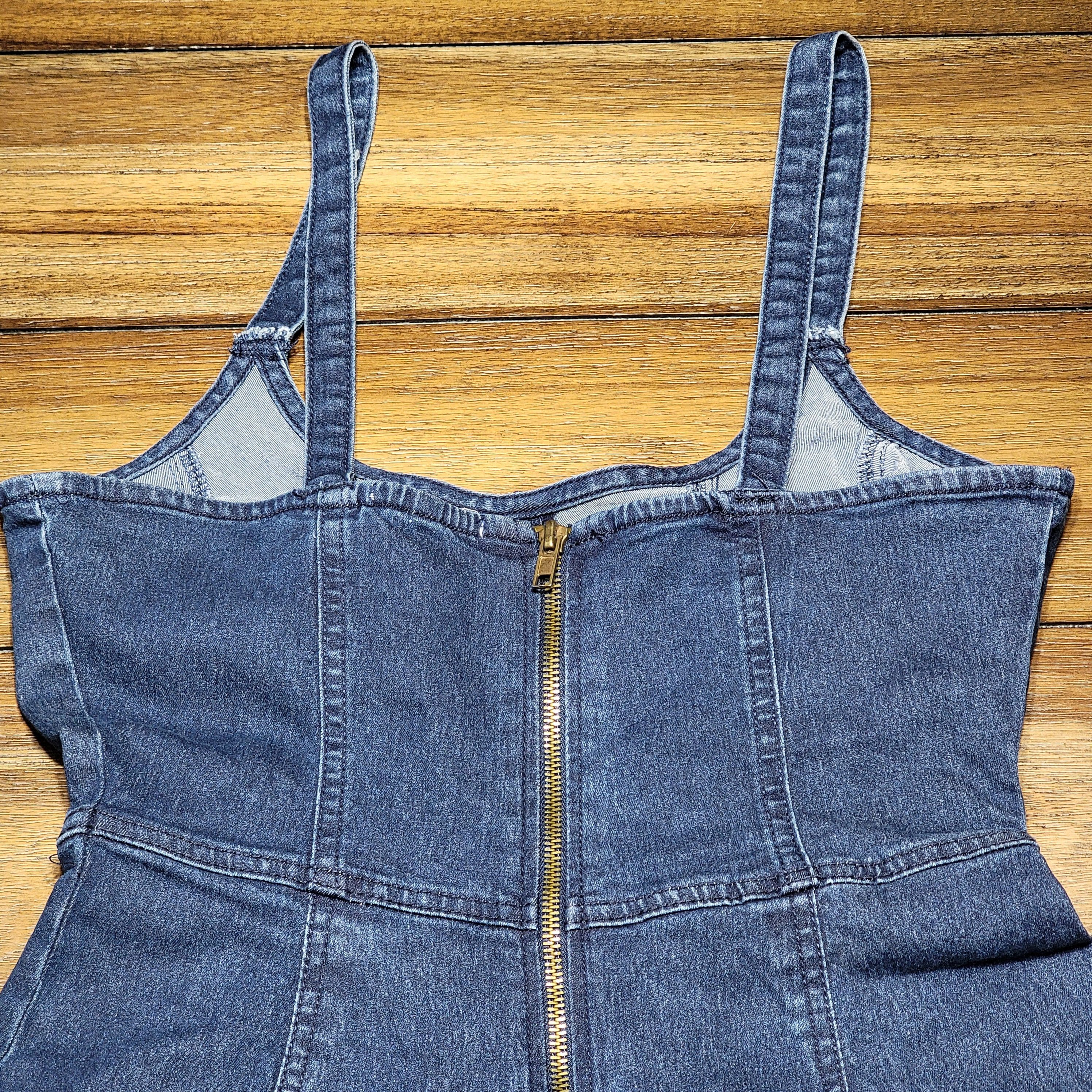 Other Derek Heart Denim Shorts Overalls Zipper Back - Size Medium Size 26" / US 2 / IT 38 - 4 Thumbnail