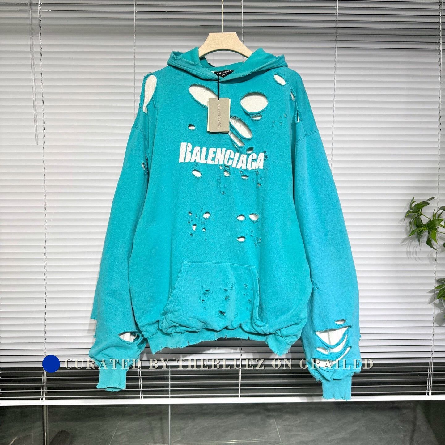 Balenciaga Balenciaga Worn out dark blue ripped hoodie | Grailed