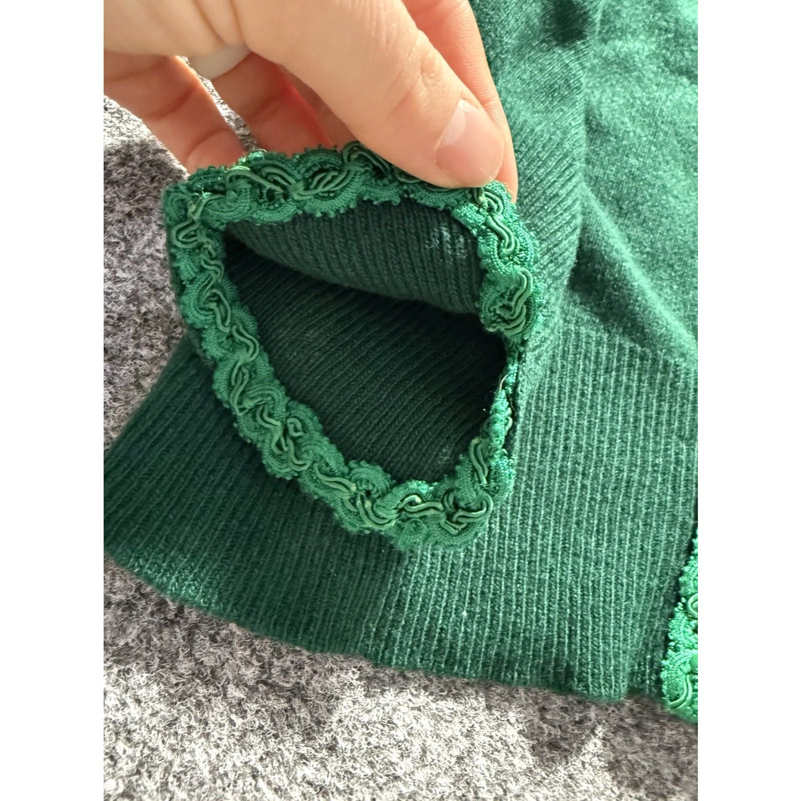 Lee VINTAGE Barbara Lee Cardigan Sweater Green XS/S 1950s Cashmere Pearl Buttons Womens Rockabilly Size XS / US 0-2 / IT 36-38 - 6 Thumbnail