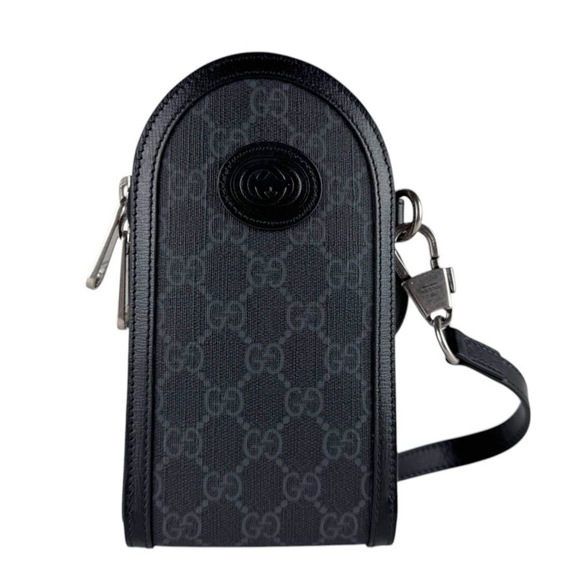Gucci Gucci Shoulder Bag Phone Holder Pouch GG Supreme Canvas Black Men's Women's 724352 z9399 Size ONE SIZE - 1 Thumbnail