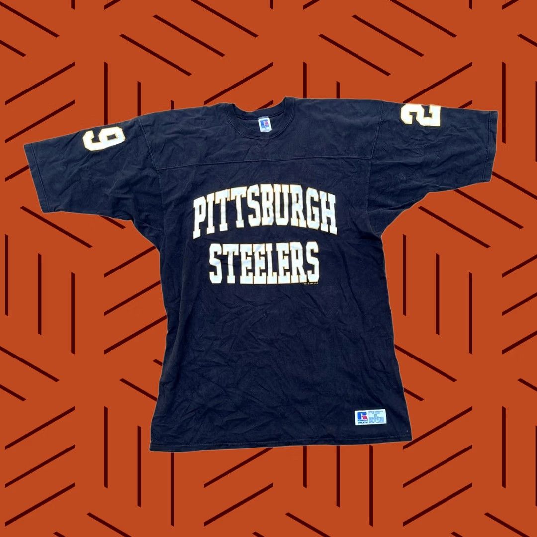 NFL VINTAGE Russell NFL Pittsburgh Steelers 1993 Barry Foster #29 Shirt Black Adult XL Mens Size US XL / EU 56 / 4 - 1 Thumbnail