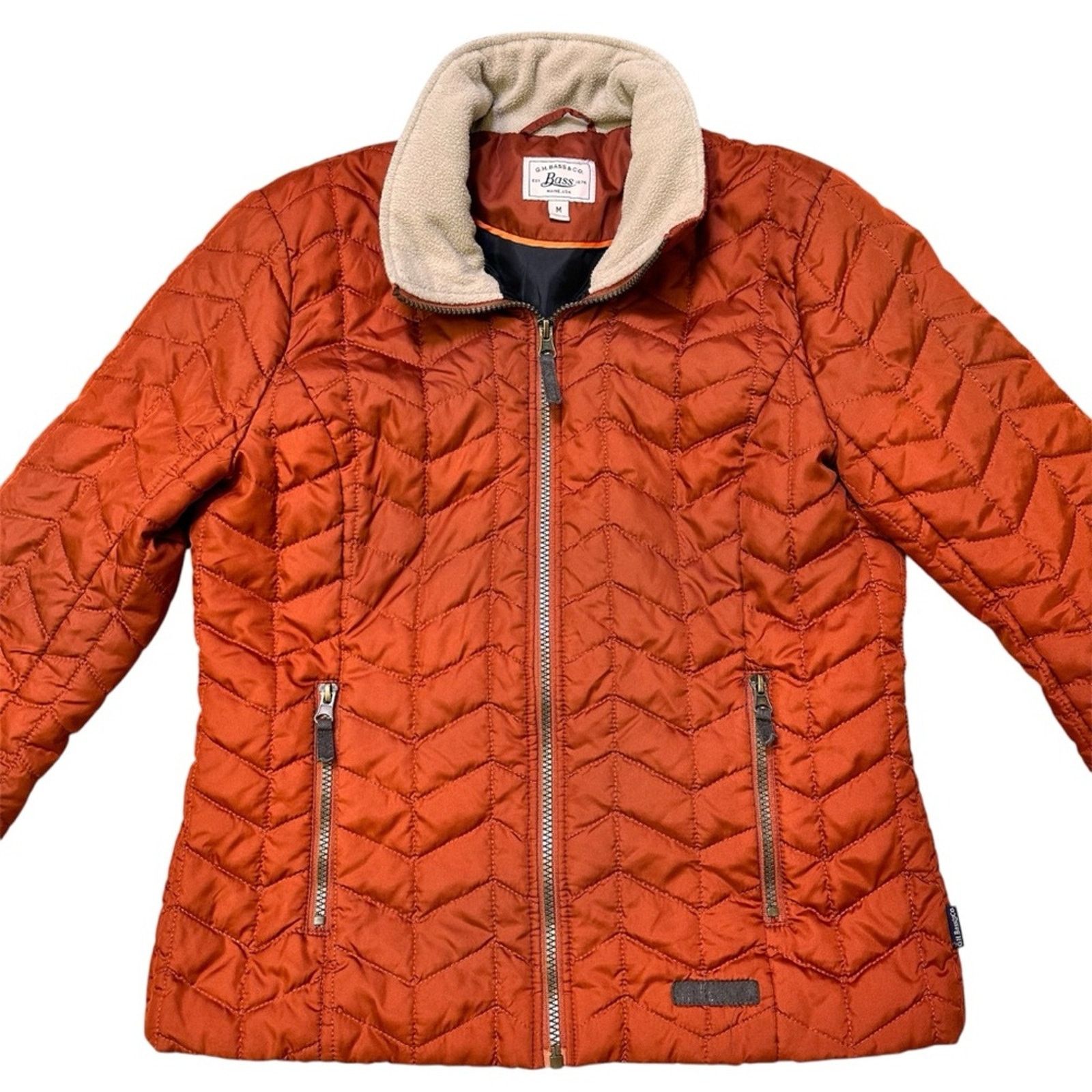 G.H. Bass & Co. GH Bass Quilted Zip-Up Jacket - Women’s Medium - Orange Size M / US 6-8 / IT 42-44 - 2 Thumbnail
