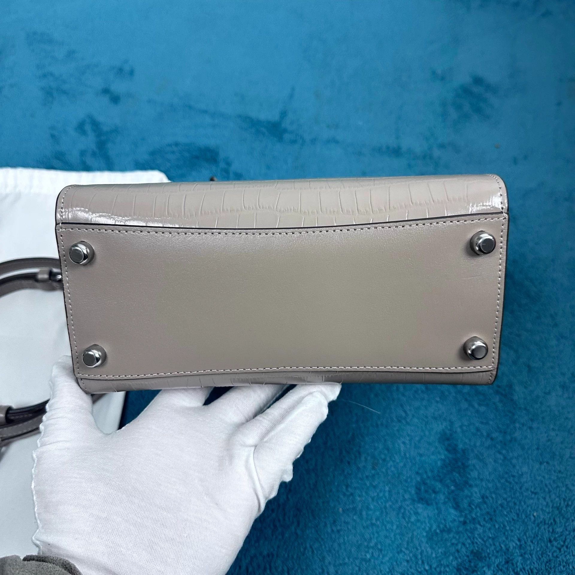 Coach Coach 22 Croc-Embossed Leather Crossbody Slate Gray S Size ONE SIZE - 4 Thumbnail
