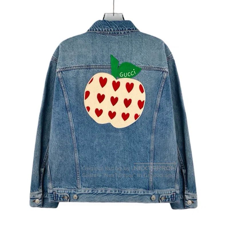 Gucci Gucci Blue Apple Logo Embroidered Cotton Lapel Single-brea Size XS / US 0-2 / IT 36-38 - 2 Thumbnail