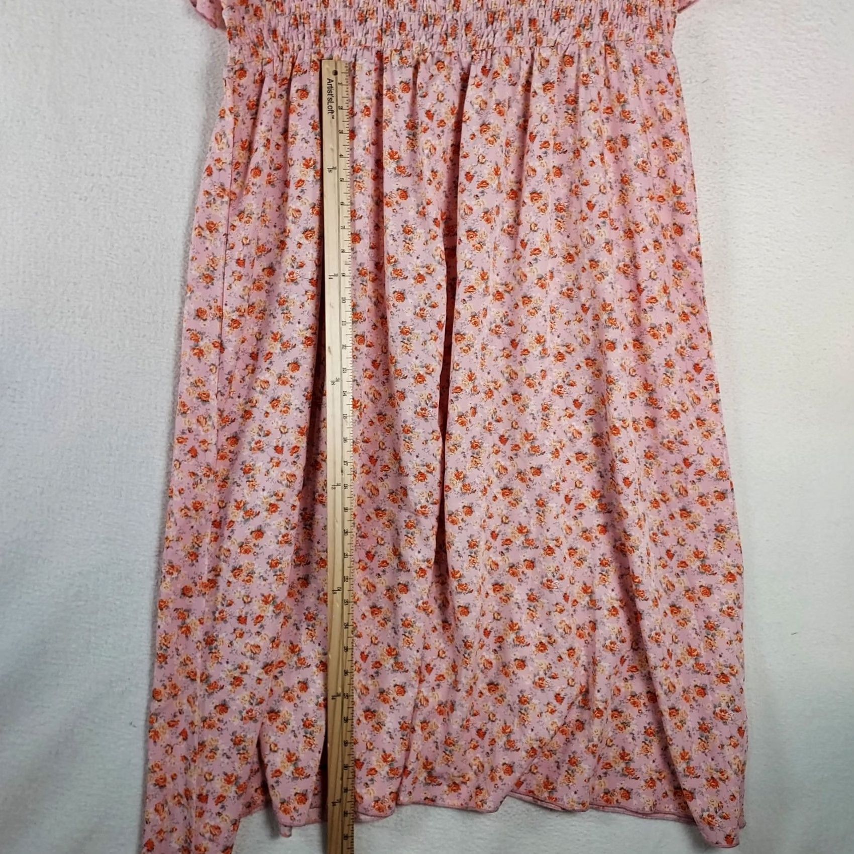 Pinko Seasty Women's Pink Floral Maxi Dress Short Sleeve Smocked Waist 4XL Shirt Adult 4XL Pink Floral Summer Casual Vogue Size 40" / US 18 - 6 Thumbnail