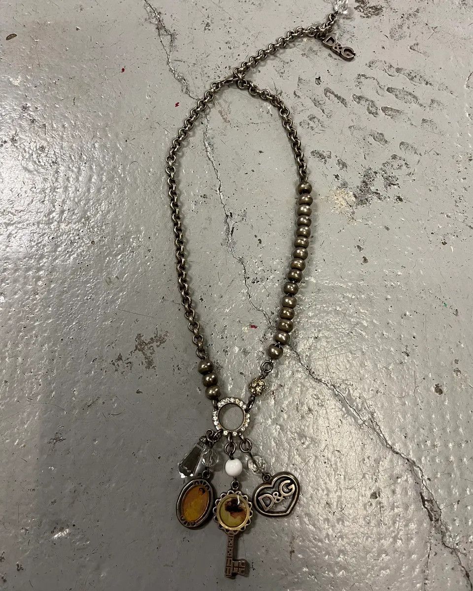 Dolce & Gabbana Dolce & Gabbana Silver Stainless Steel Charm Pendant Necklace Size ONE SIZE - 1 Thumbnail