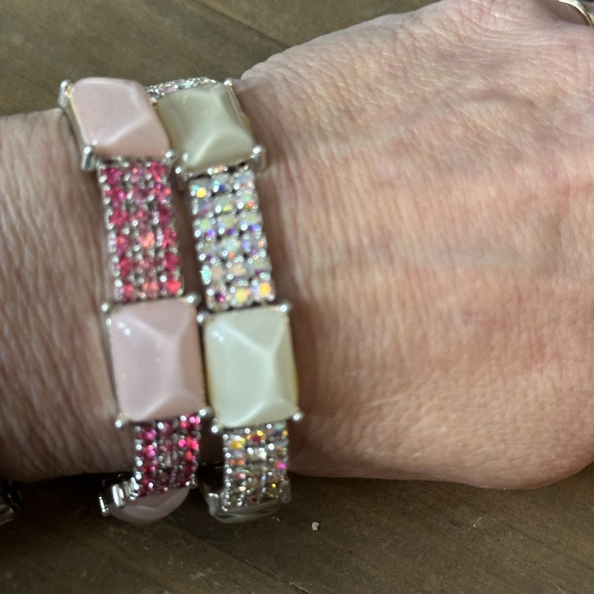 Other Rhinestone pink and cream stretch bracelets Size ONE SIZE - 2 Thumbnail
