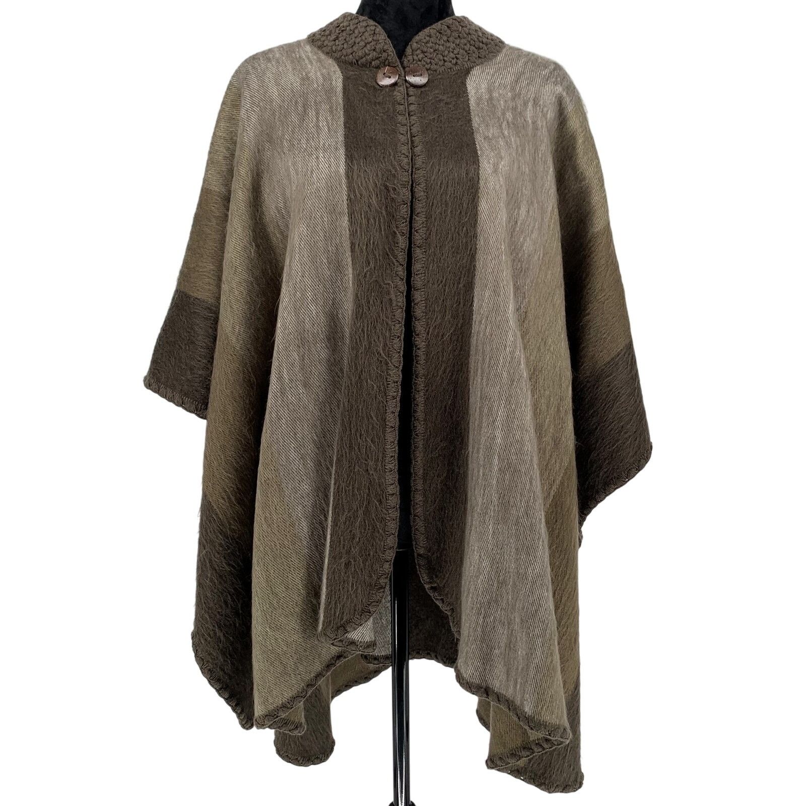 Other Light Brown Baby Alpaca Wool Cape Poncho Shawl Coat OSFM Size ONE SIZE - 1 Thumbnail