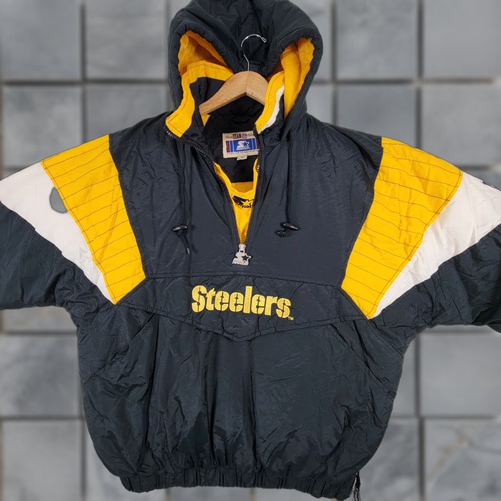 Starter VINTAGE Starter Pro Line Pittsburgh Steelers Puffer Jacket Men's M NFL Coat Black Nylon Lined 90s Size US M / EU 48-50 / 2 - 1 Thumbnail