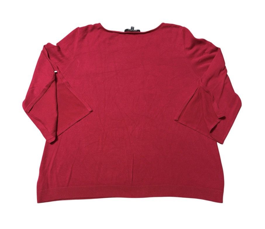 Ellen Tracy Ellen Tracy Red Knit Top 3/4 Sleeve with Bead Detail Size 2X Size XXL / US 16-18 / IT 52-54 - 2 Thumbnail