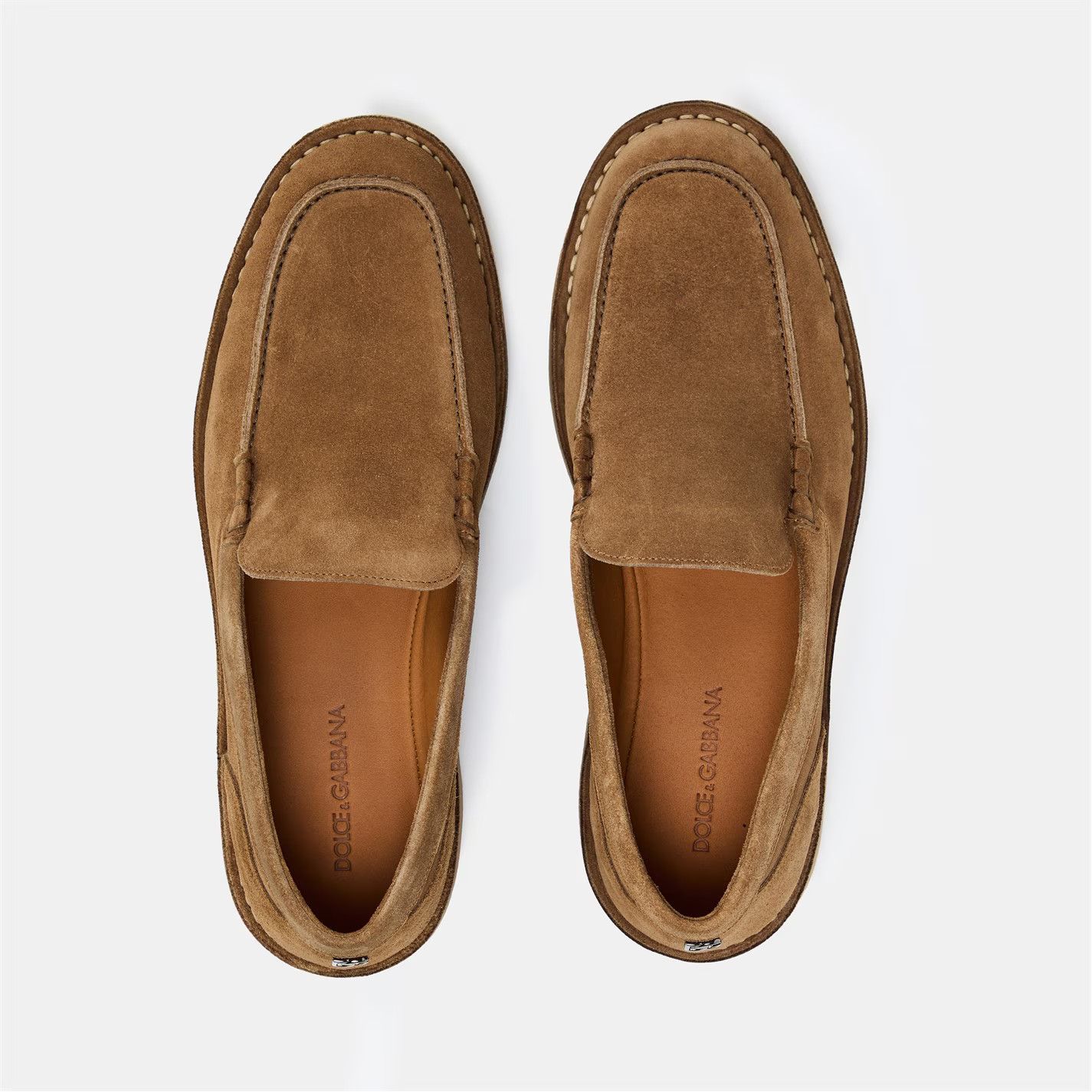 Dolce & Gabbana o1g2r1mq0426 Crepe Textured Slip-On Loafers in Brown Size US 10 / EU 43 - 4 Thumbnail