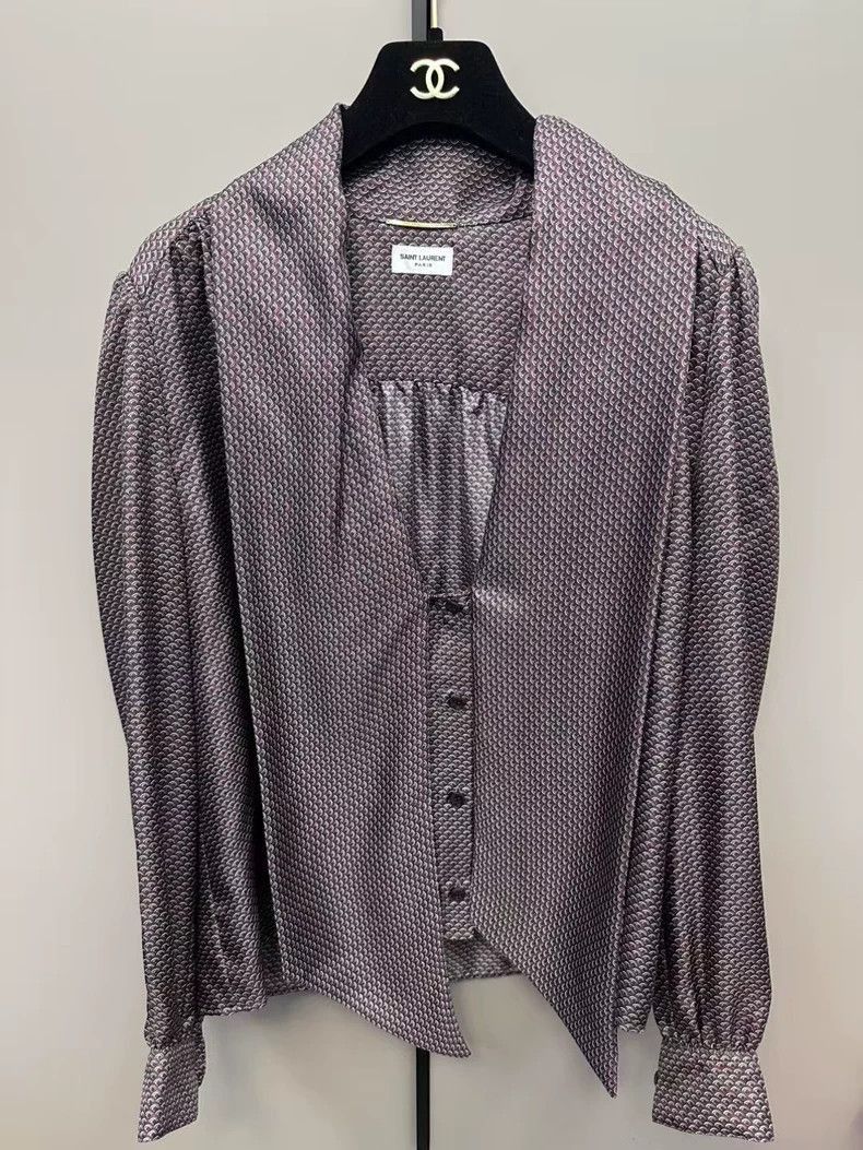 Saint Laurent Paris Saint Laurent Paris Saint Laurent High-End Printed Tie Shi Size US M / EU 48-50 / 2 - 1 Thumbnail