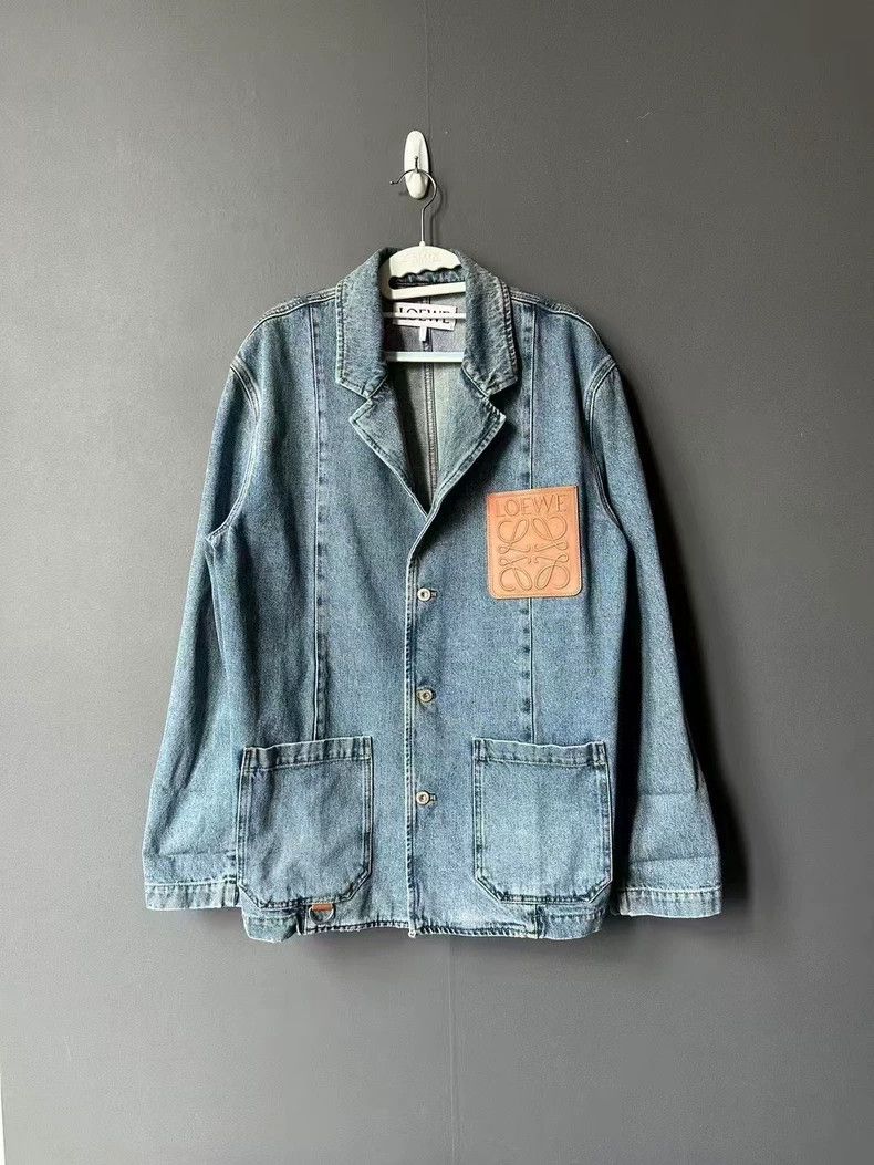 Loewe LOEWE Peep-toe logo denim jacket Size L / US 10 / IT 46 - 1 Thumbnail