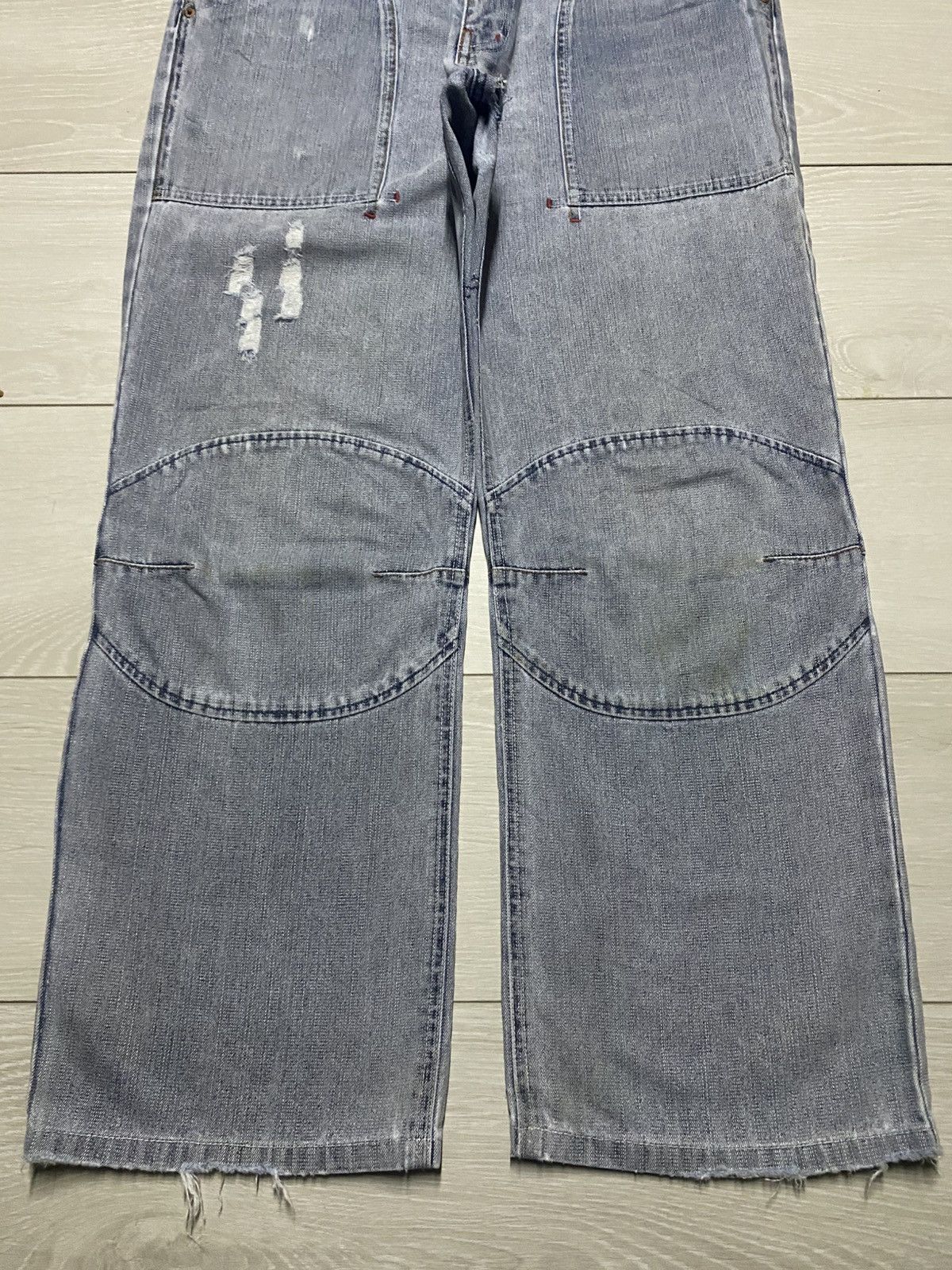 Japanese Brand Vintage KissMark Japan Double Knee StoneWash Baggy Jeans Size US 35 - 5 Thumbnail