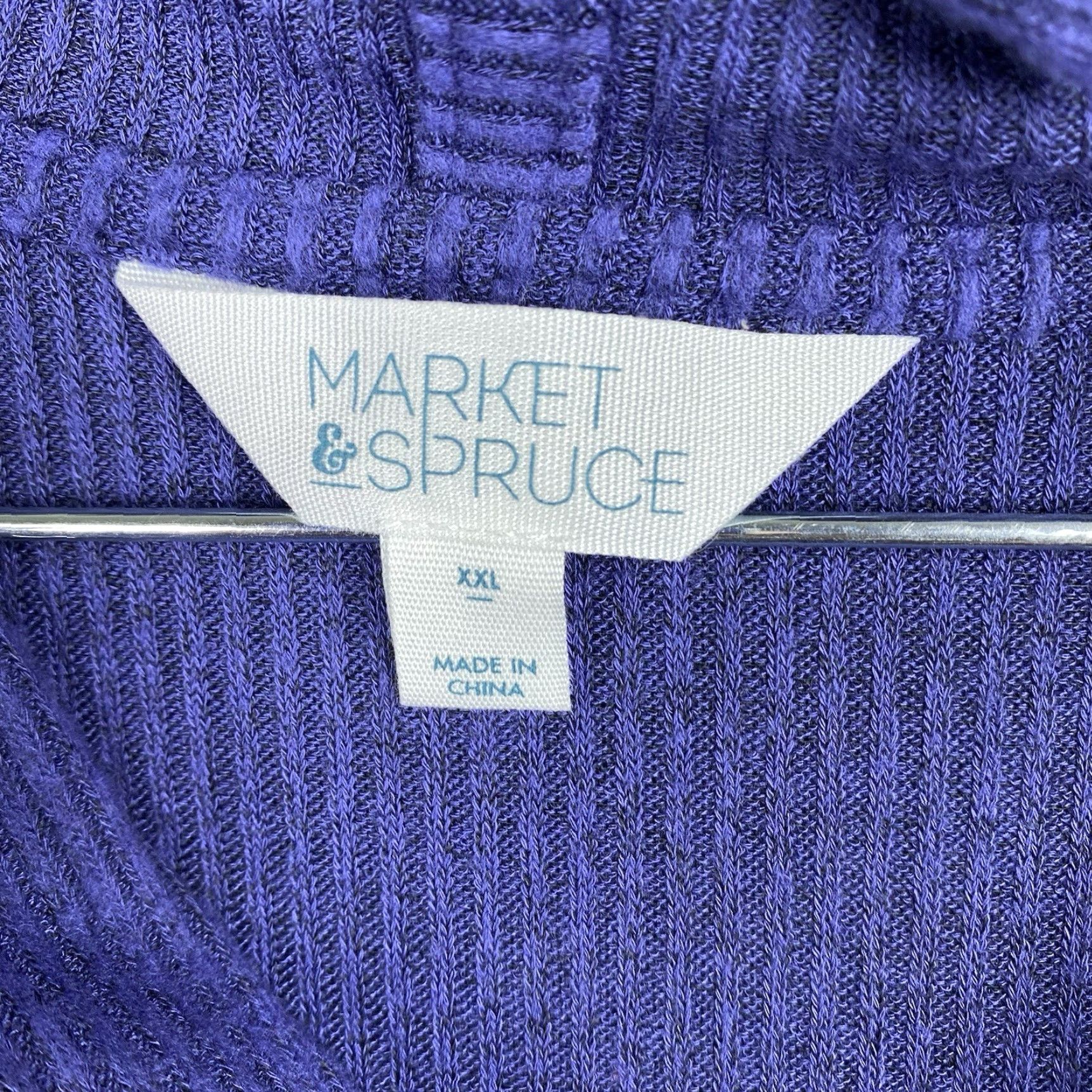 Market Market & Spruce Hoodie Women XXL Purple Knit Stretch Hooded Long Sleeve Ribbed Sweater Size XXL / US 16-18 / IT 52-54 - 5 Thumbnail