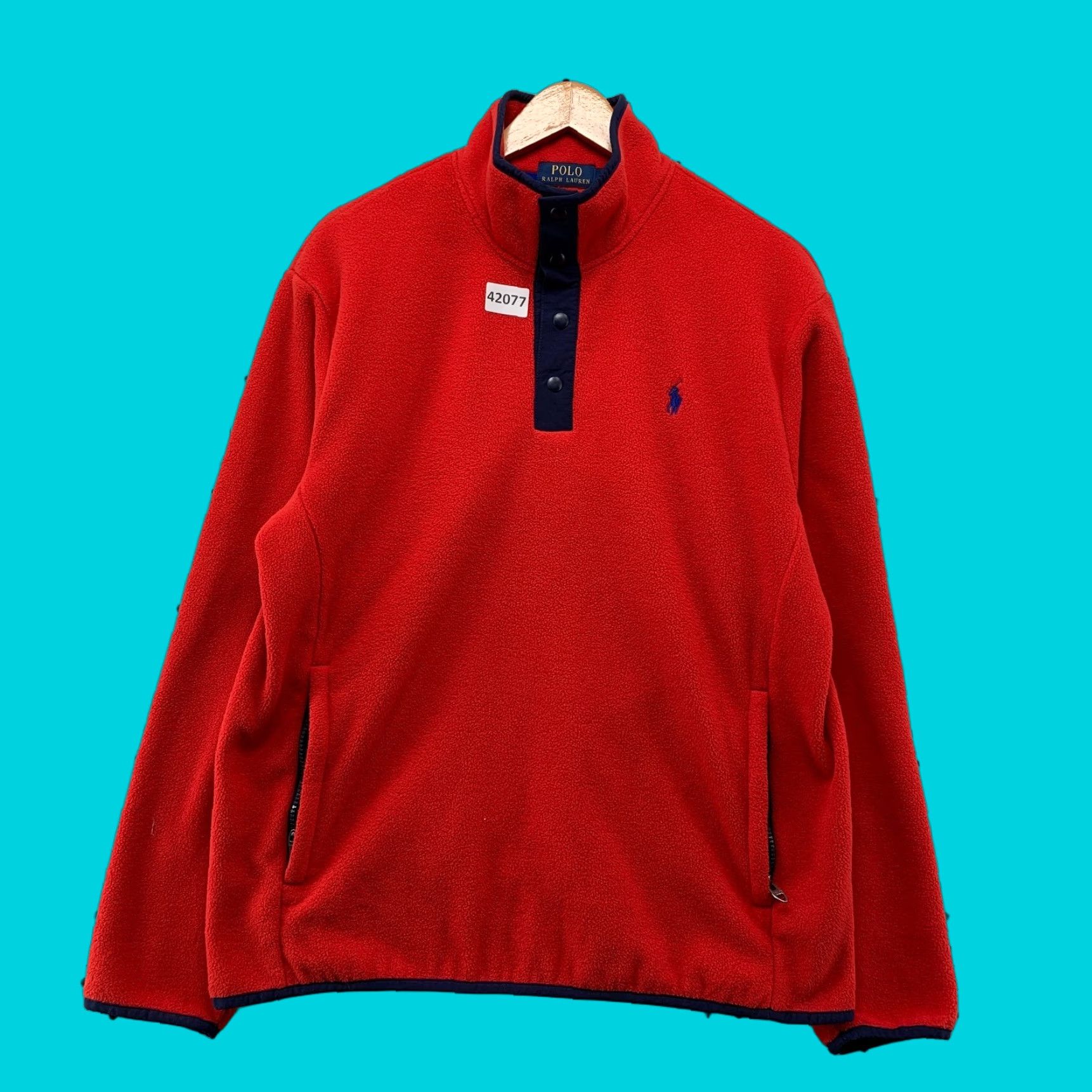 Polo Ralph Lauren VINTAGE Polo Ralph Lauren Fleece Sweater Pullover Mens Medium Red Preppy 90s Winter Casual Size US M / EU 48-50 / 2 - 1 Thumbnail
